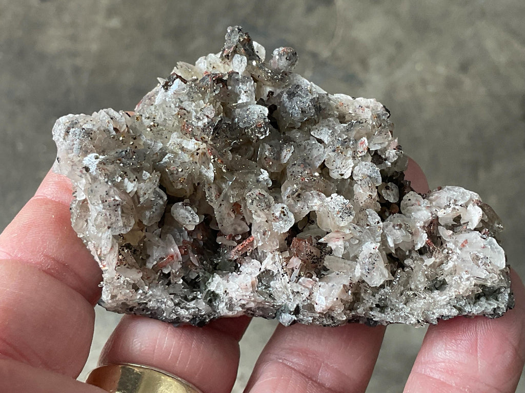 88g Quartz, Hematite, Calcite with Pyrite Cluster B from Fujian, China