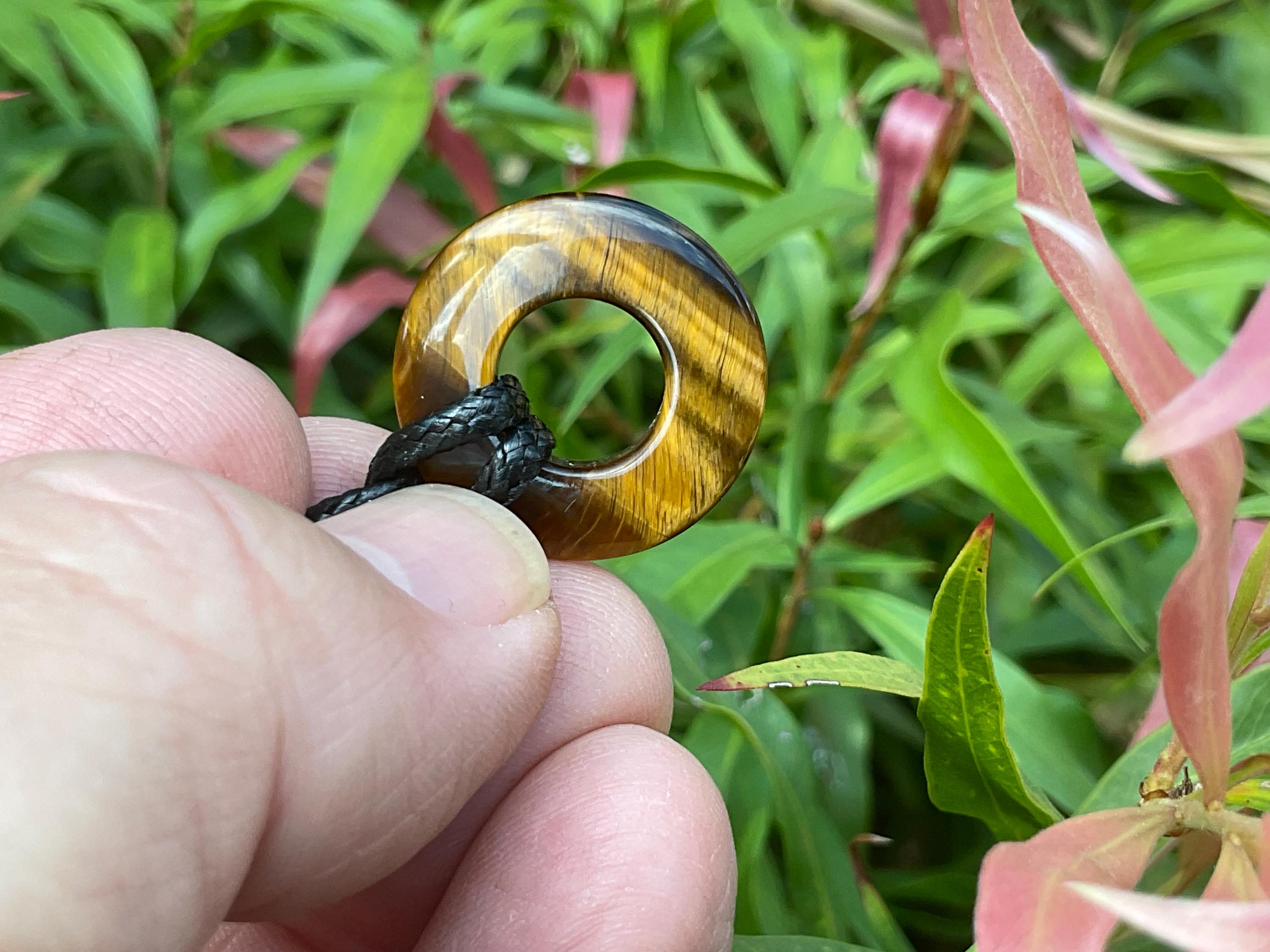 Tiger Eye Donut (Pi Stone) Dragon Pendant B