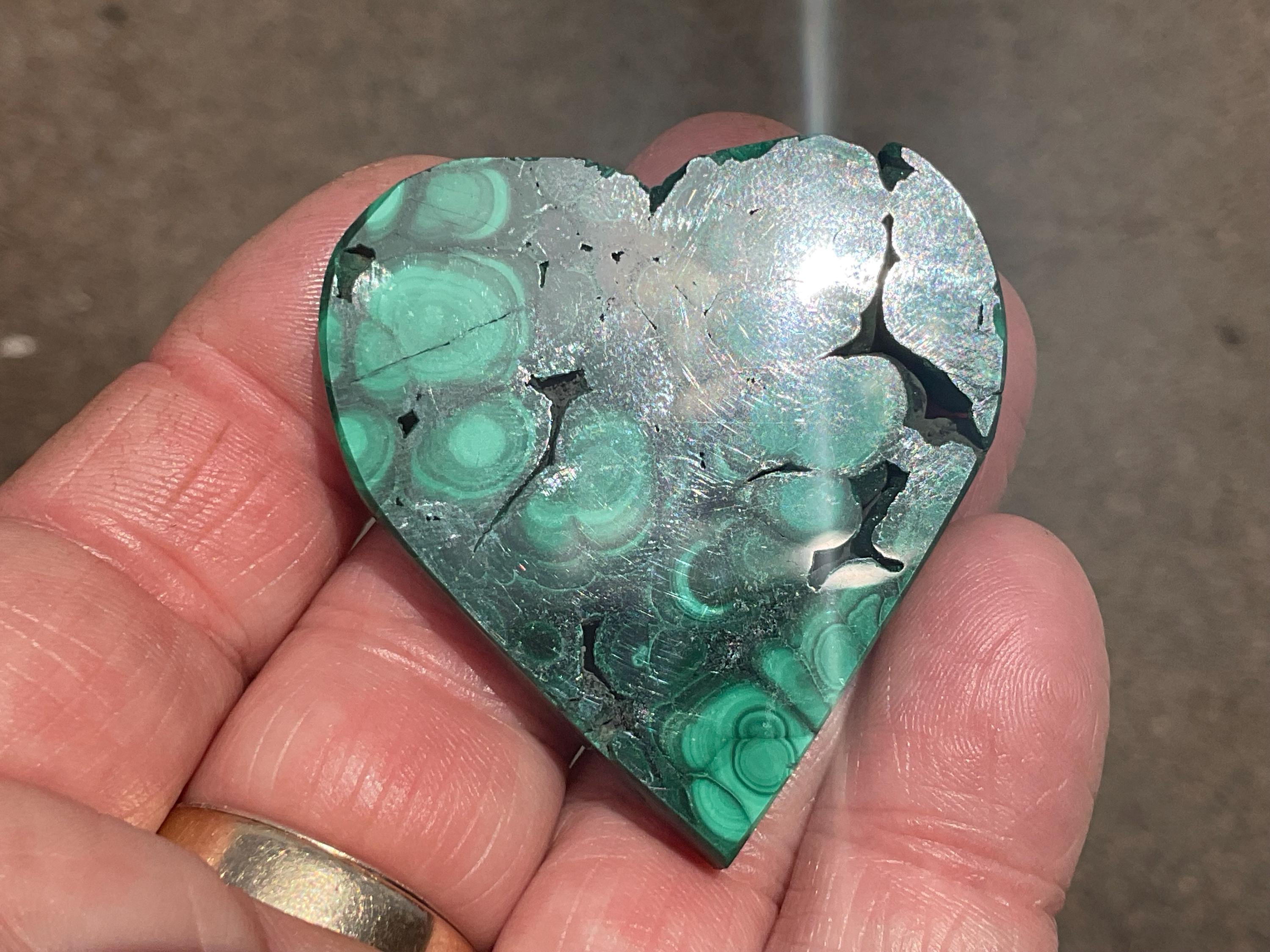 32g Polished Malachite Heart 3B