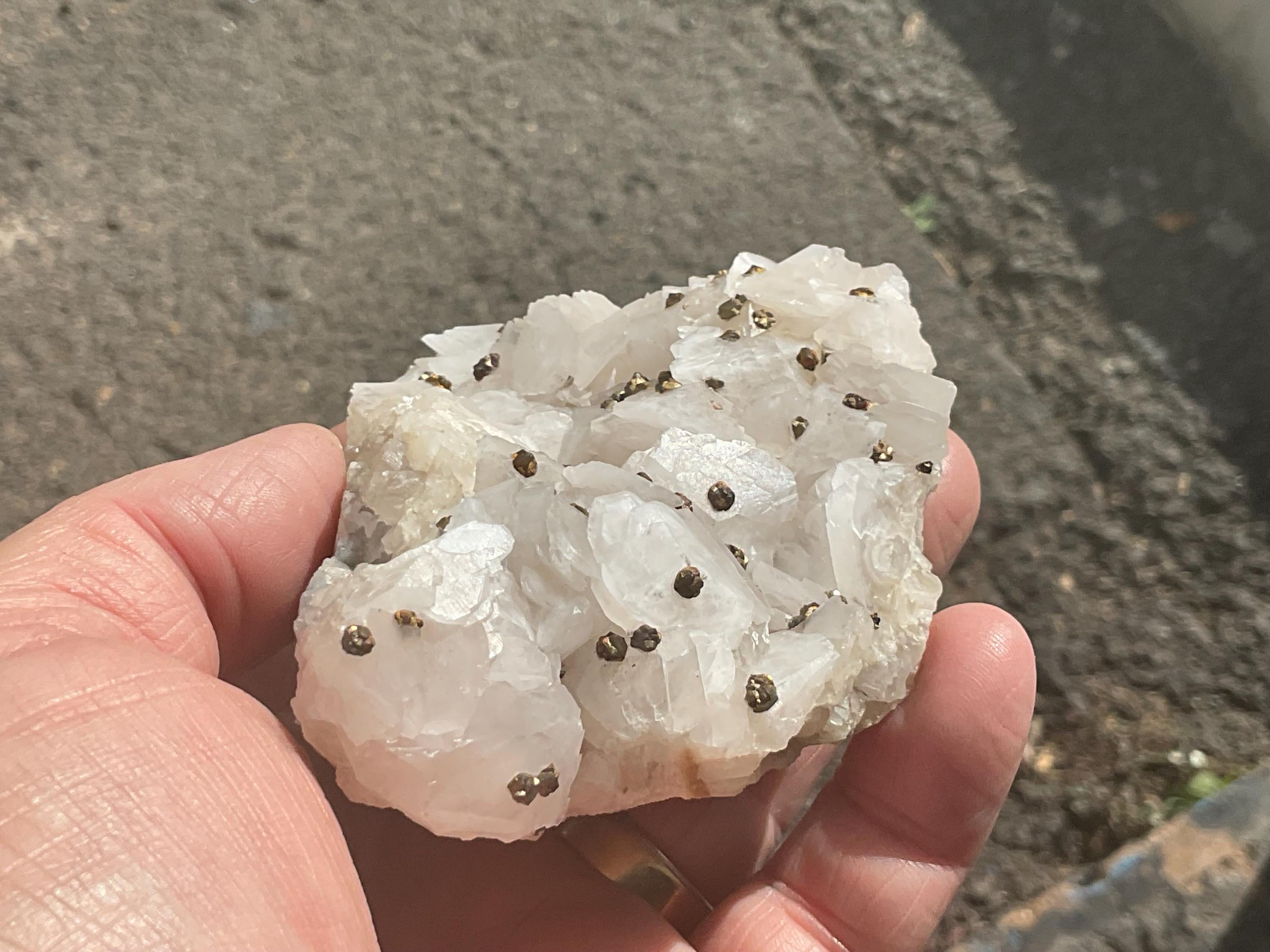 232g Pyrite on Calcite Specimen B from Hunnan, China