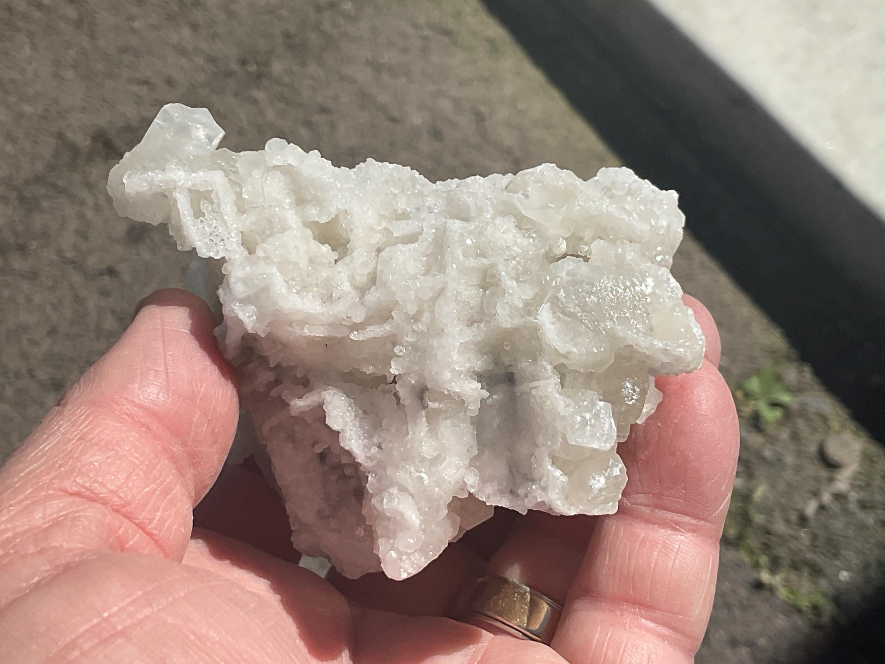 166g Calcite on White Sphalerite Lattice Specimen from Hunan, China