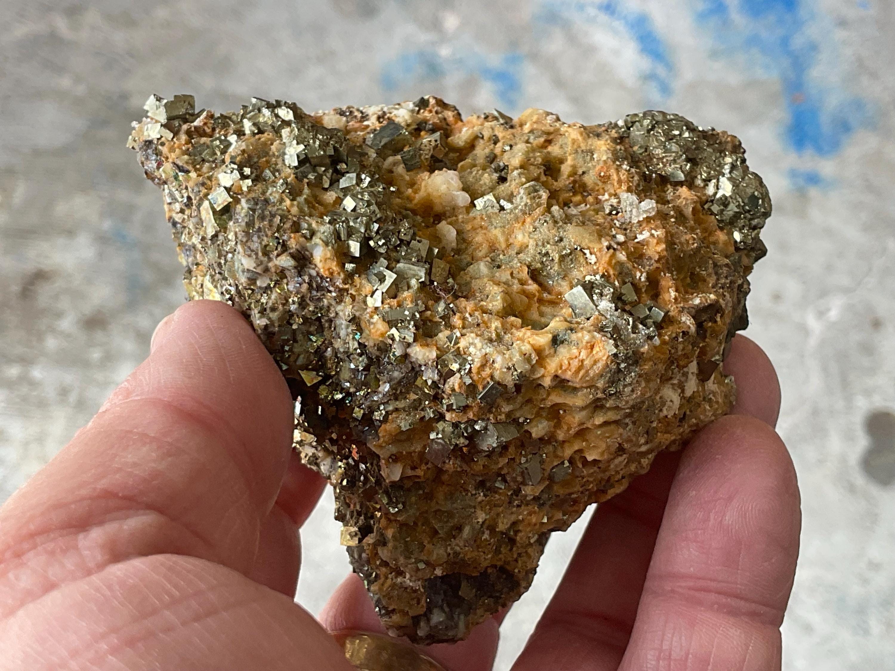 322g Chinese Pyrite with Quartz on Matrix Specimen E