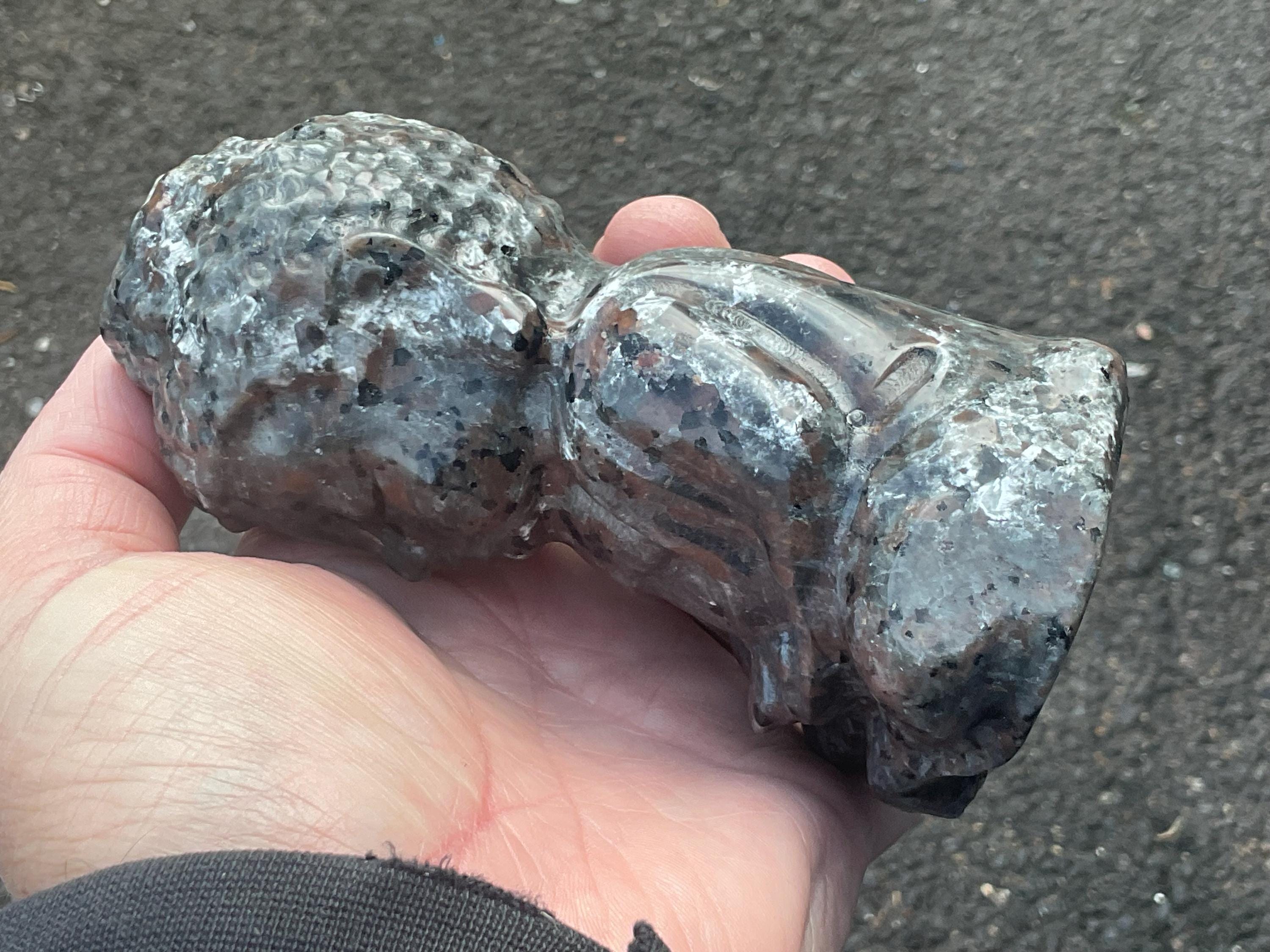 580g Syenite with Sodalite (Yooperlite) Buddha Carving A