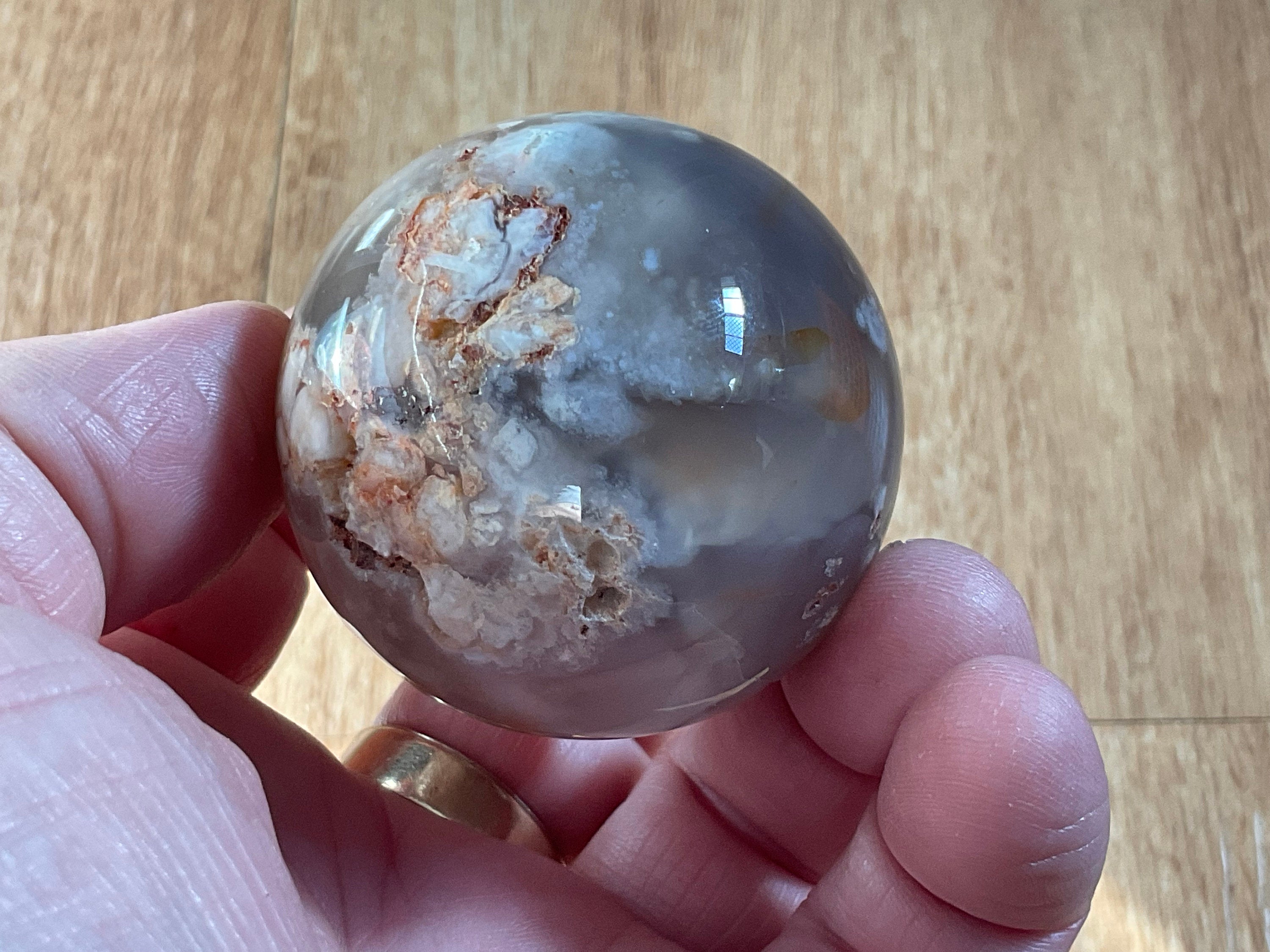 138g Flower Agate Sphere 2B