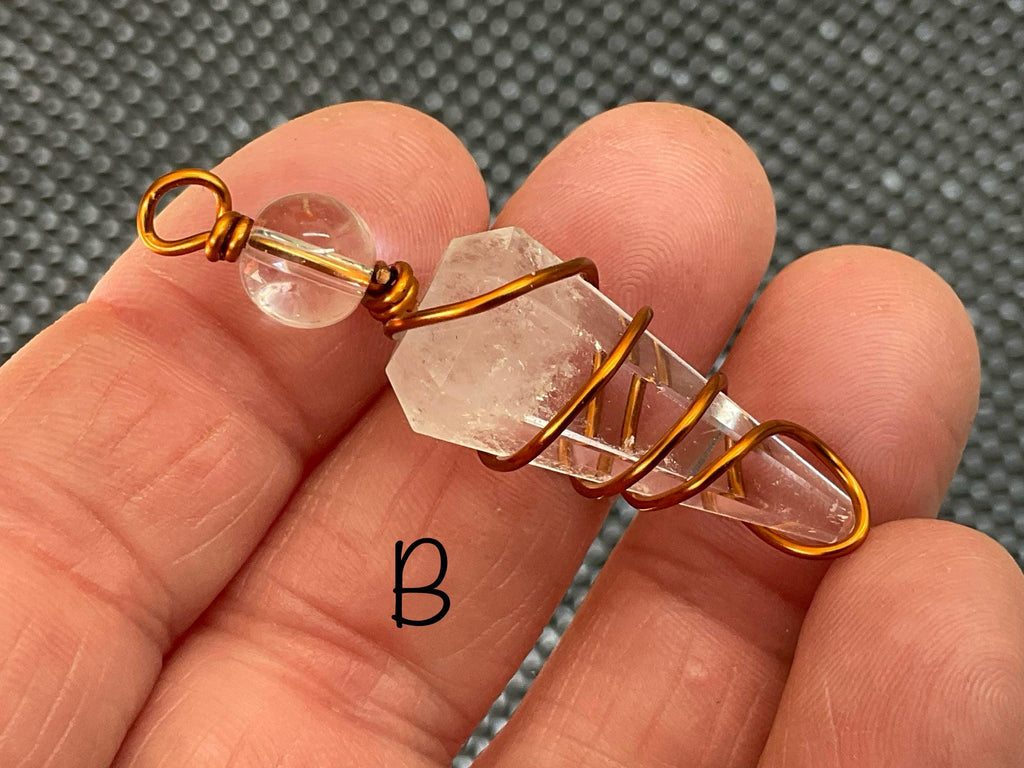 Clear Quartz Pendulum Copper Wire Wrapped Pendant Group 5