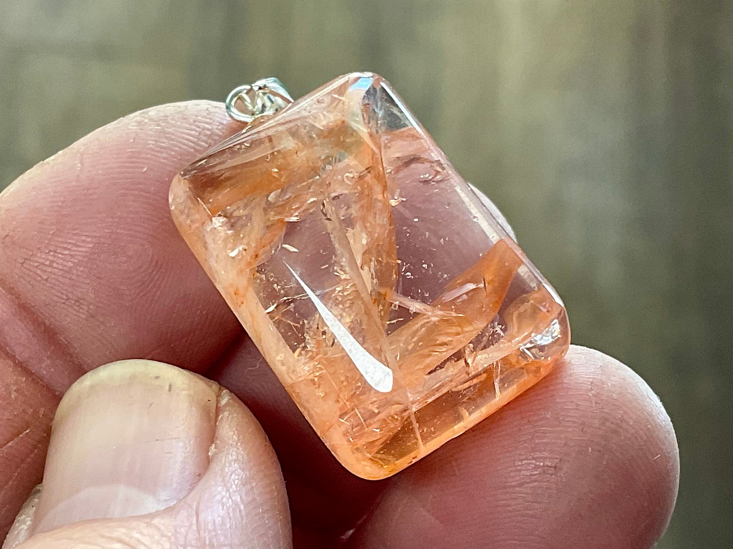 Fire Quartz Pillow Cabochon Pendant 1C