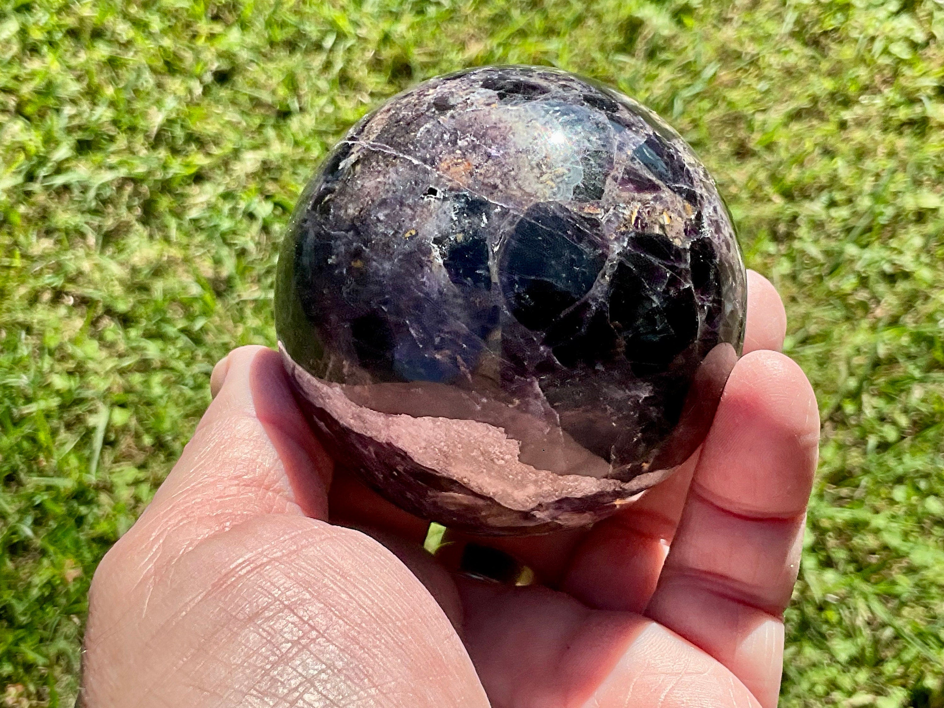 540g (Repaired) Brecciated Fluorite Sphere 3C