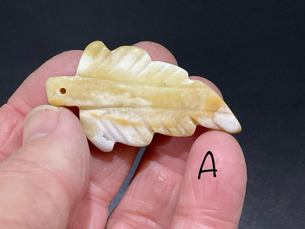 Orange Banded Calcite Drilled Leaf Pendant Group 4