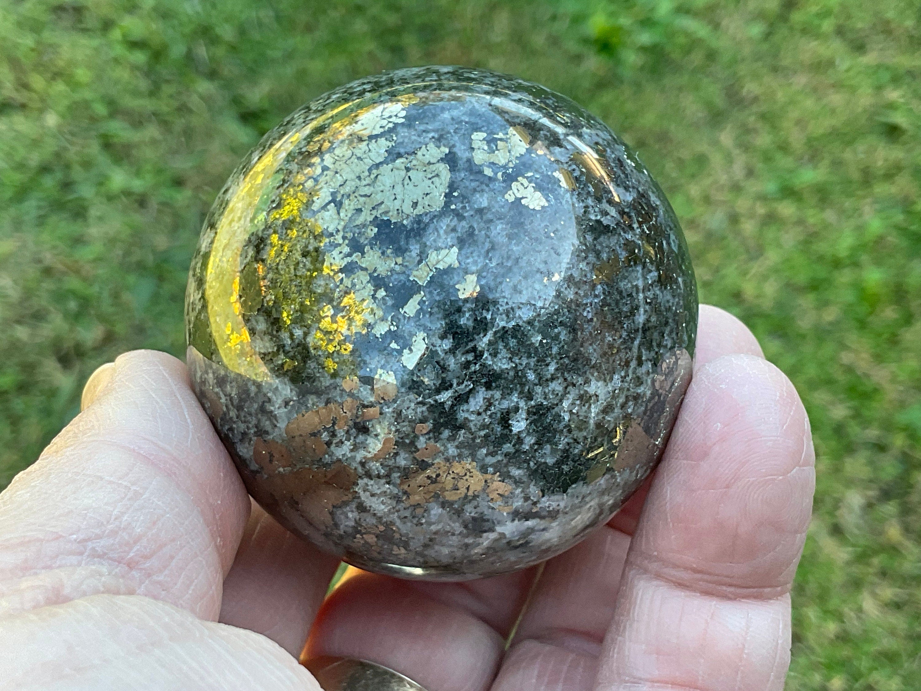 276g Cubic Pyrite in Quartz Sphere B