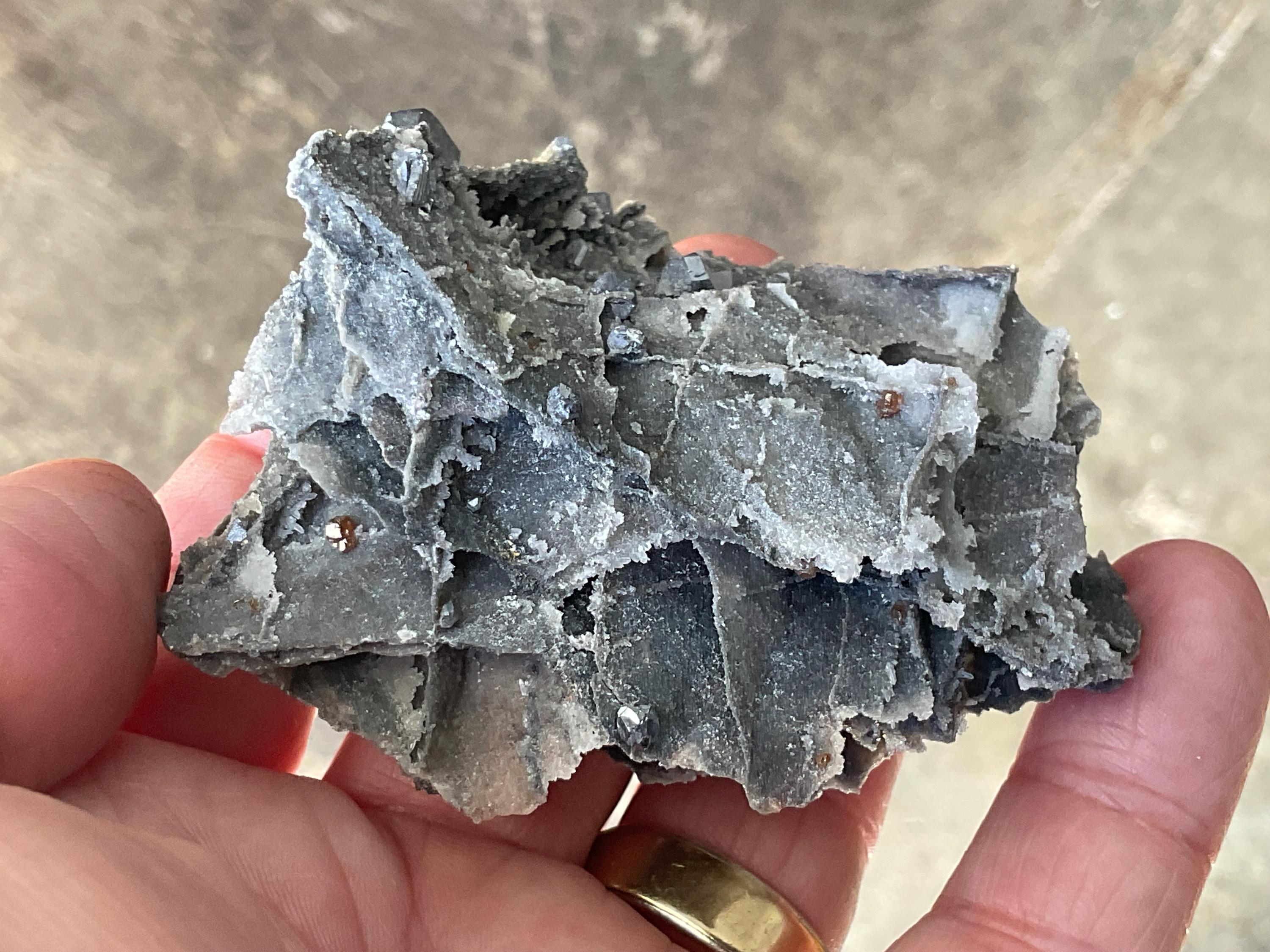 60g Sphalerite, Garnet, Galena Quartz Specimen 4A from Hunan, China