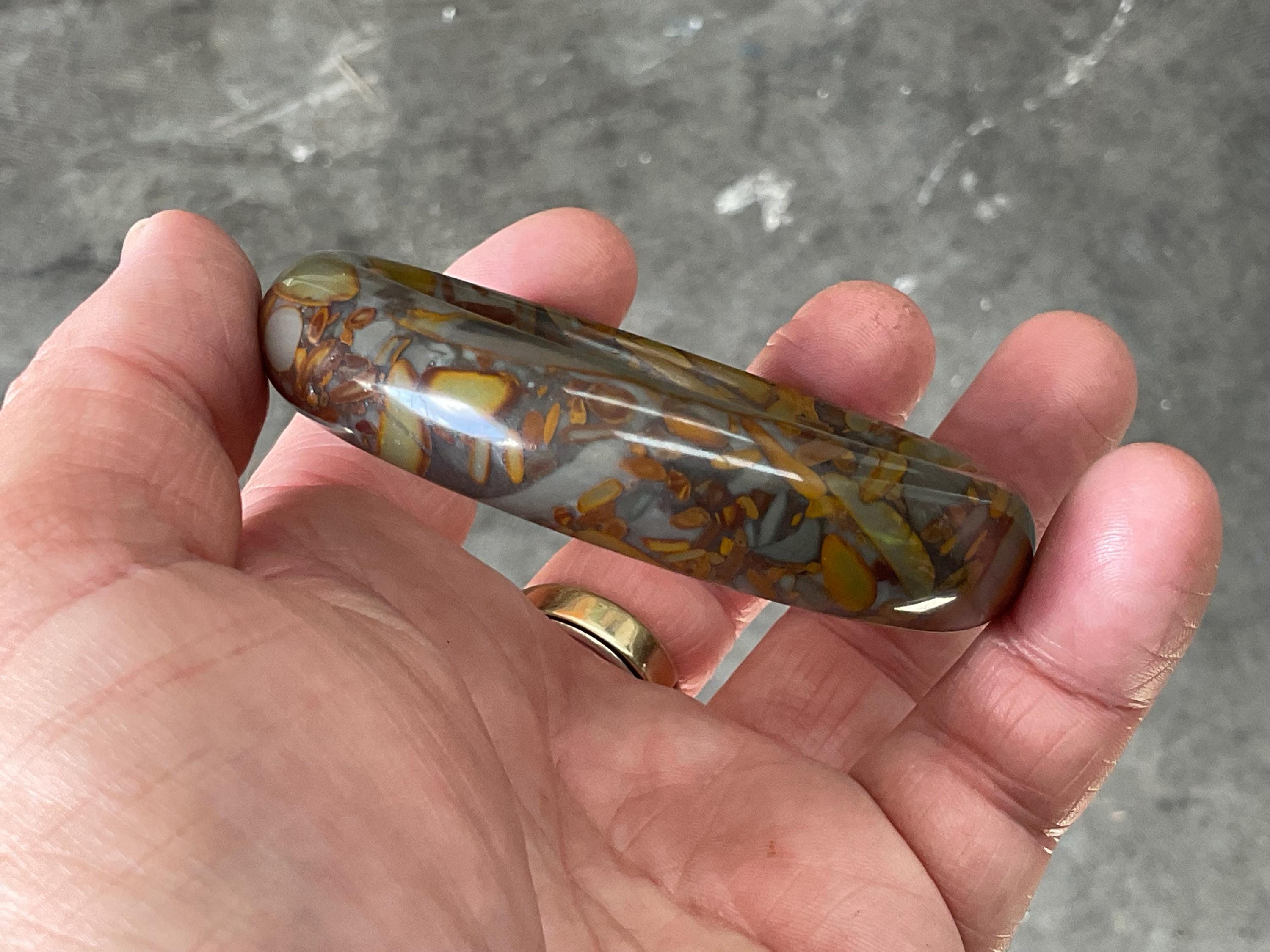 66g A Grade “Bamboo Leaf” Jasper Solid Bangle A