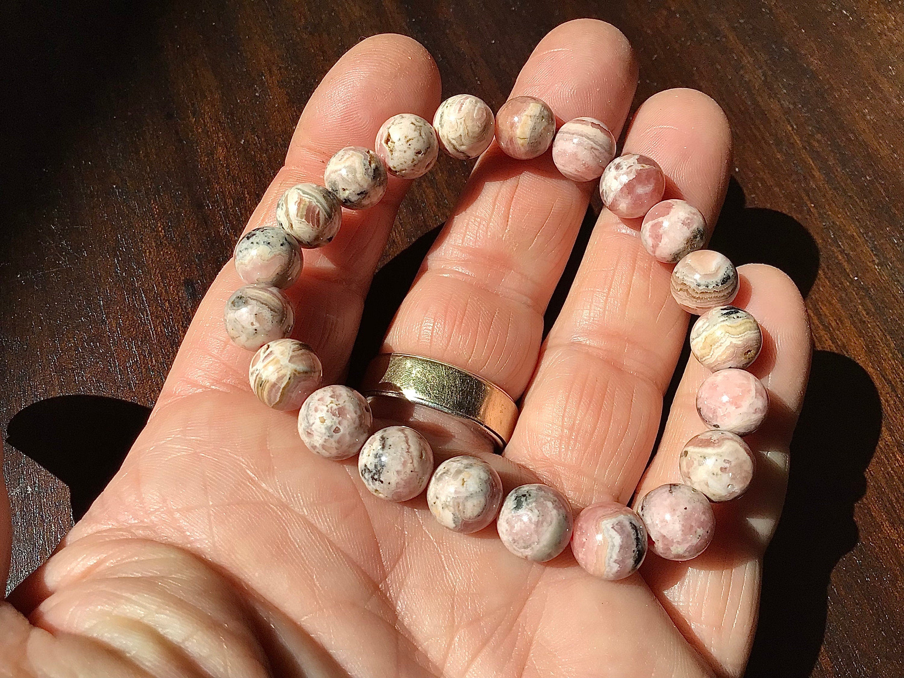 8mm Rhodochrosite Bead Bracelet (21 beads) B