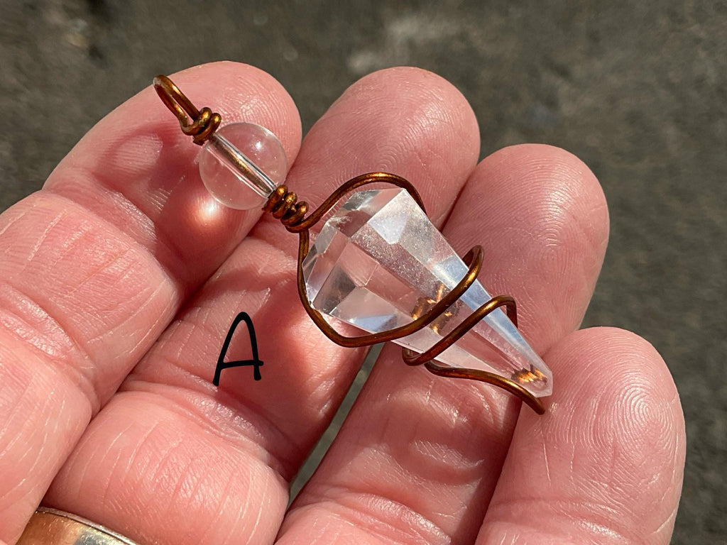 Clear Quartz Pendulum Copper Wire Wrapped Pendant Group 4