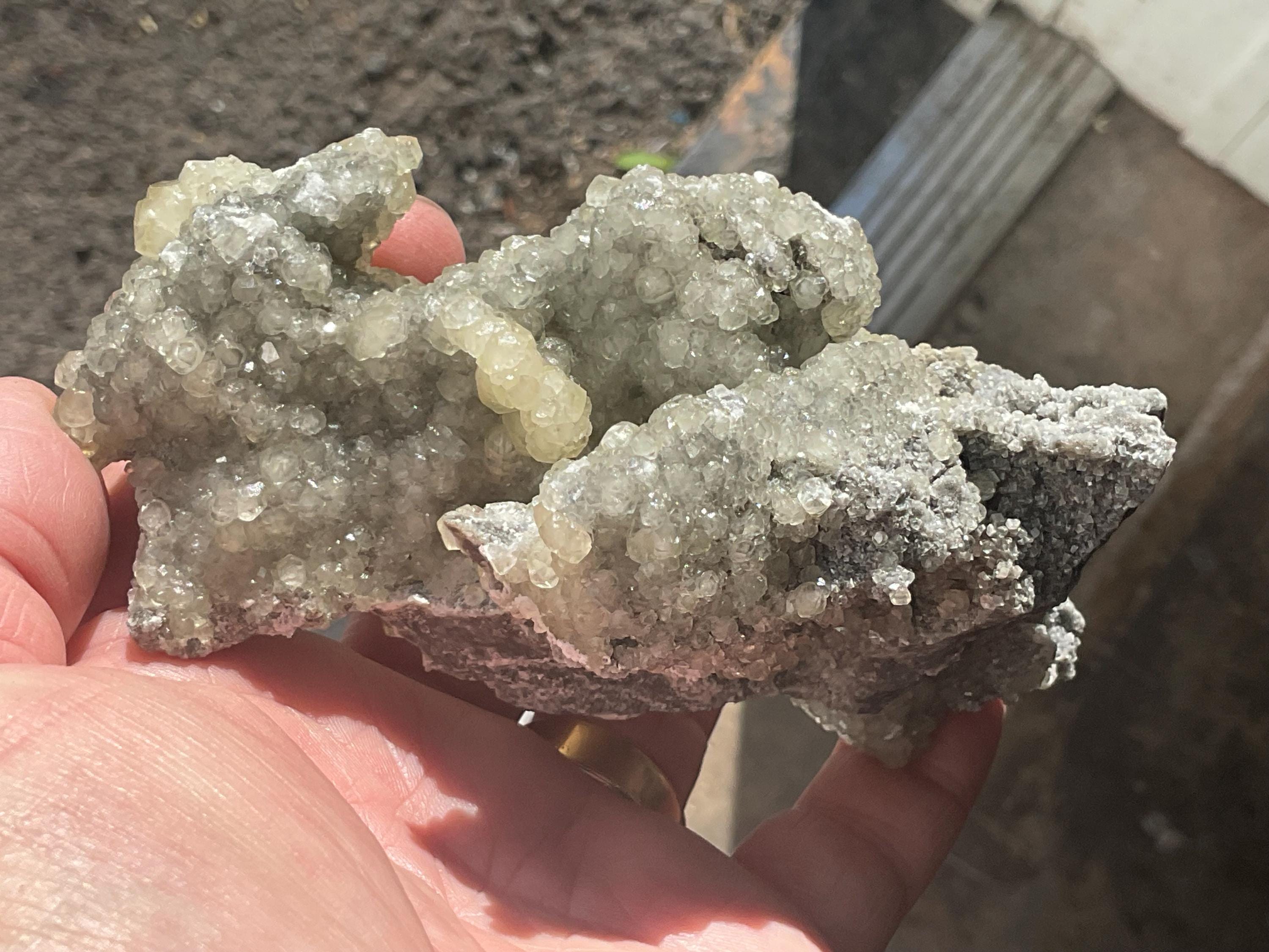 290g Yellow Botryoidal Calcite on Sphalerite Specimen 3C