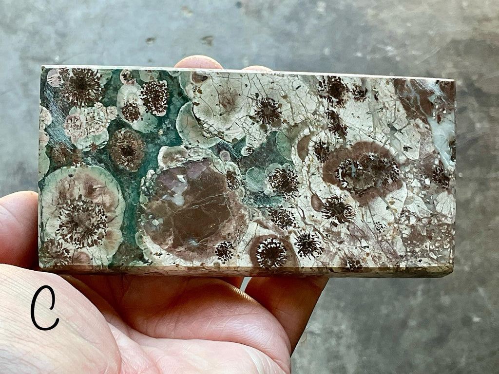 Green Cherry Blossom Jasper Polished Slabs Group 4