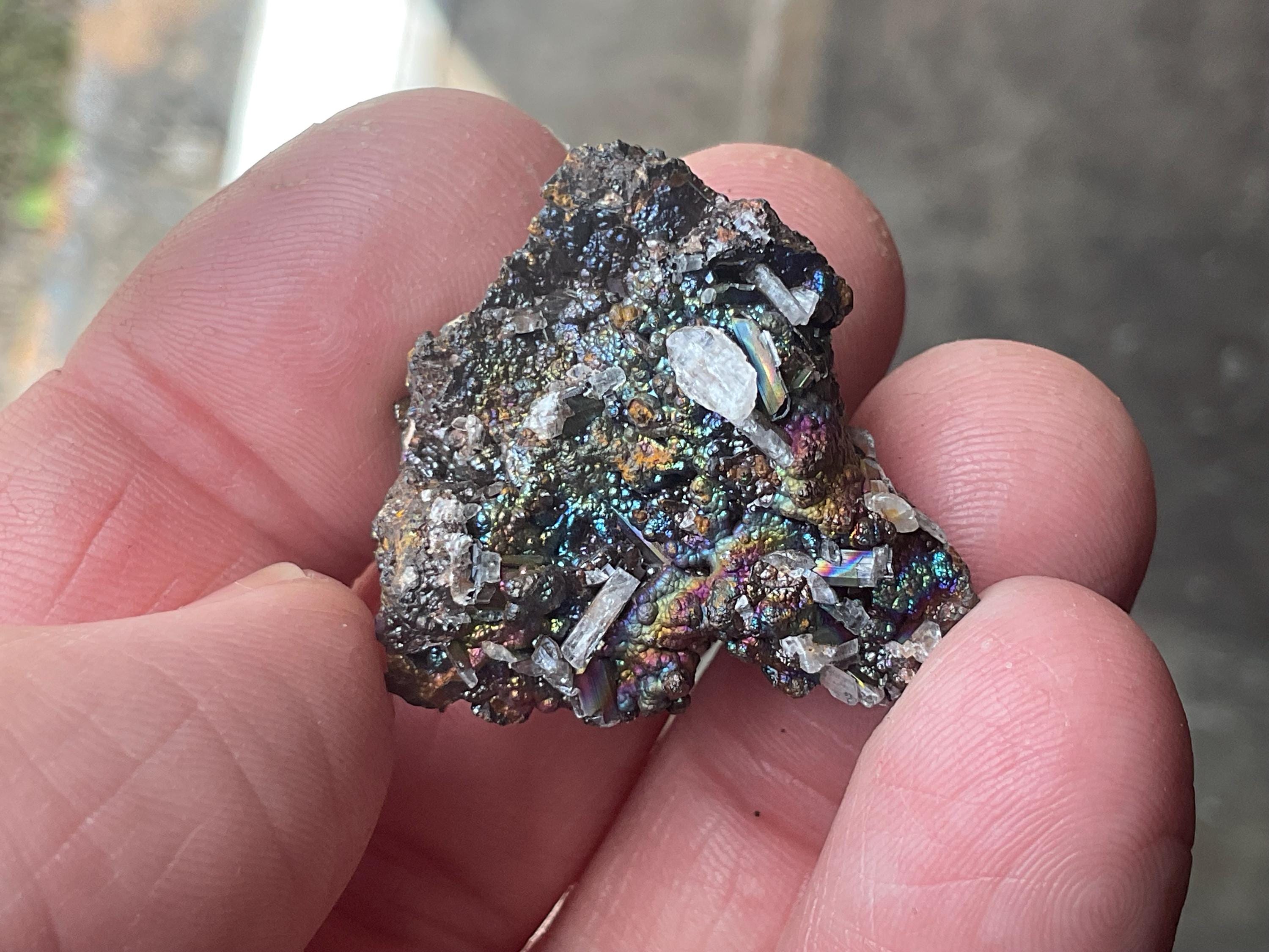 12g Iridescent Goethite/Limonite with Selenite Crystals from Hubei, China Specimen 1B