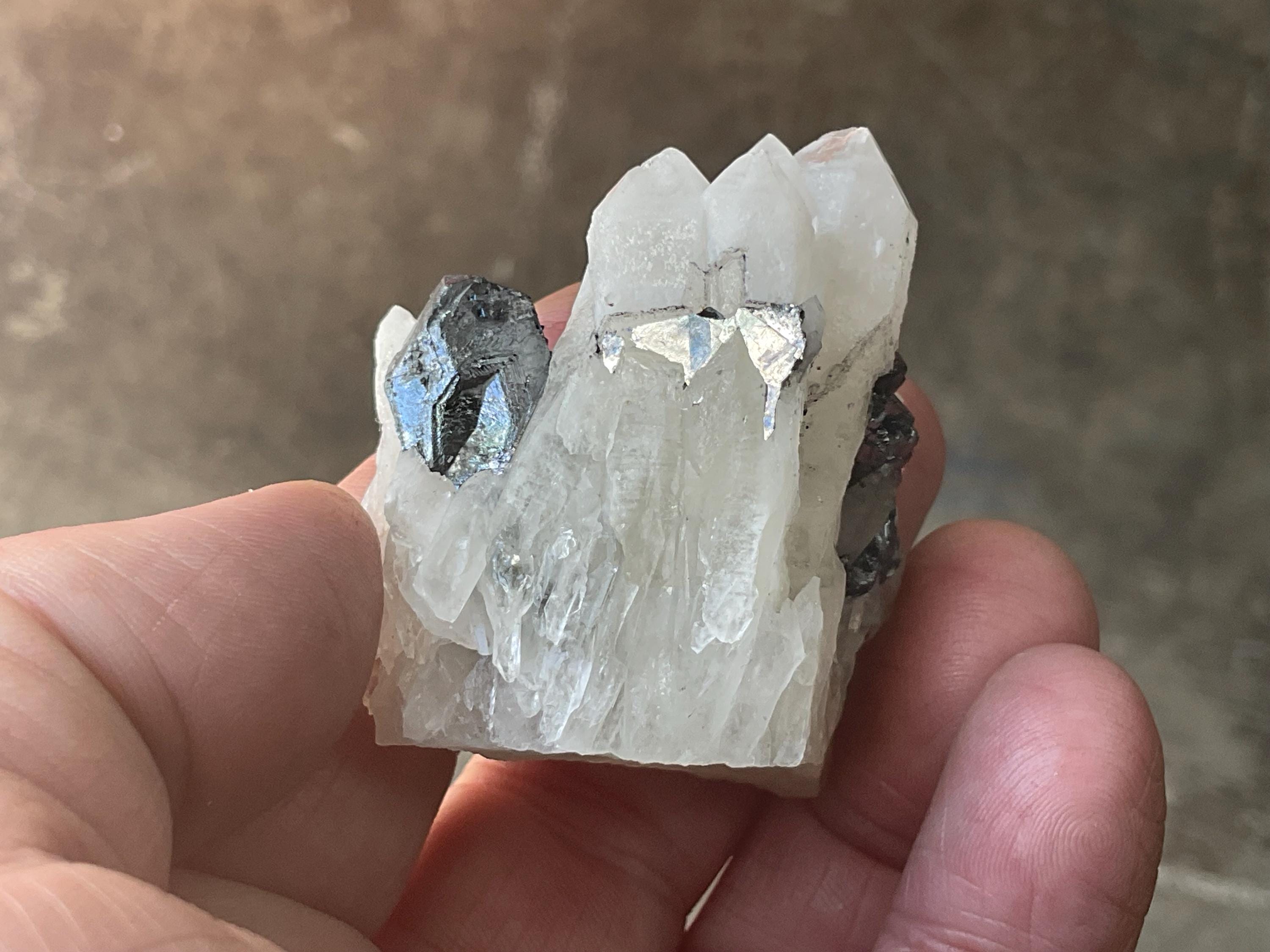 80g Galena in Quartz Cluster Specimen A from Guangxi, China
