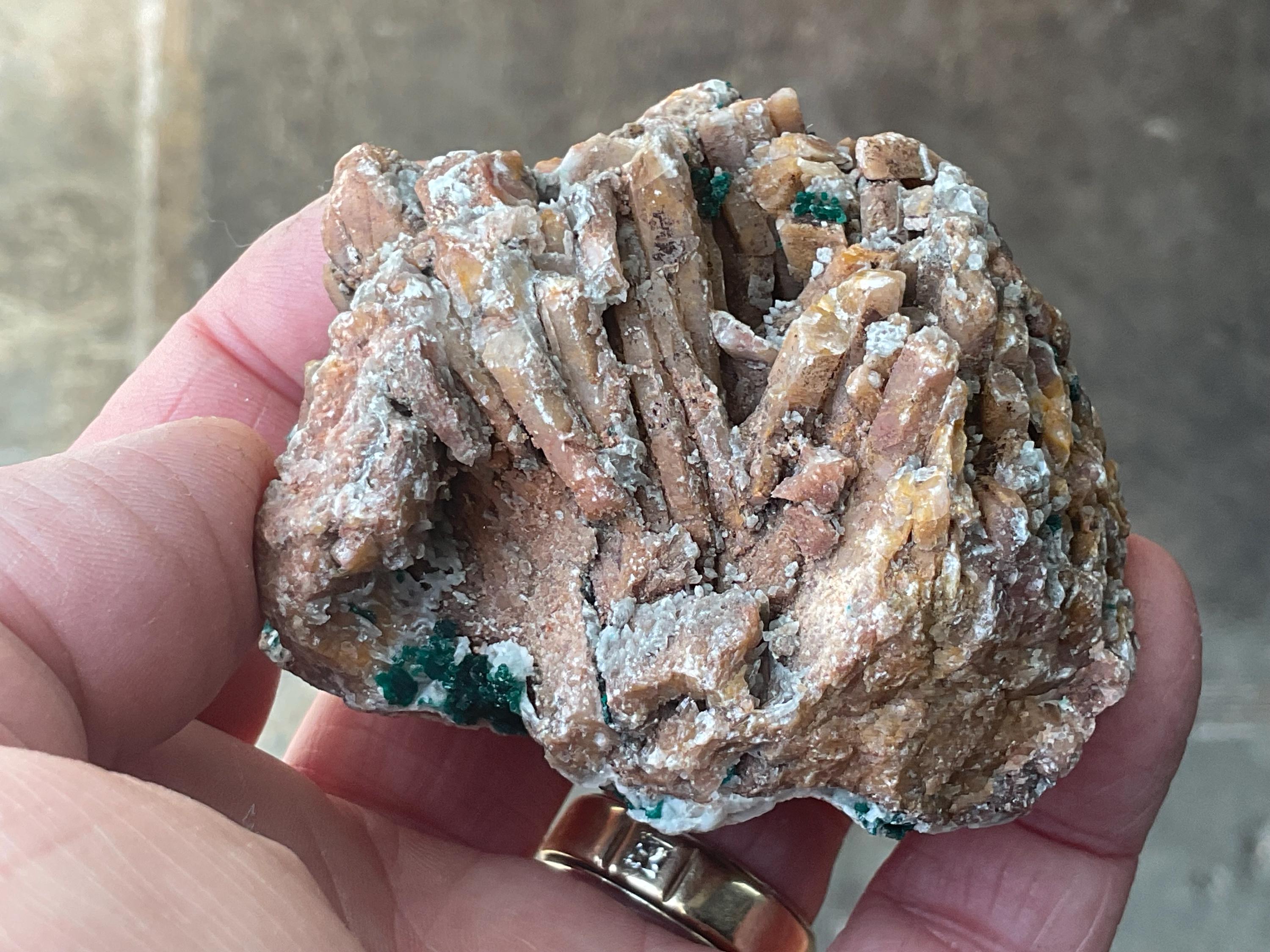 282g Malachite and Selenite on Dolomite Matrix Specimen 1C from Morocco