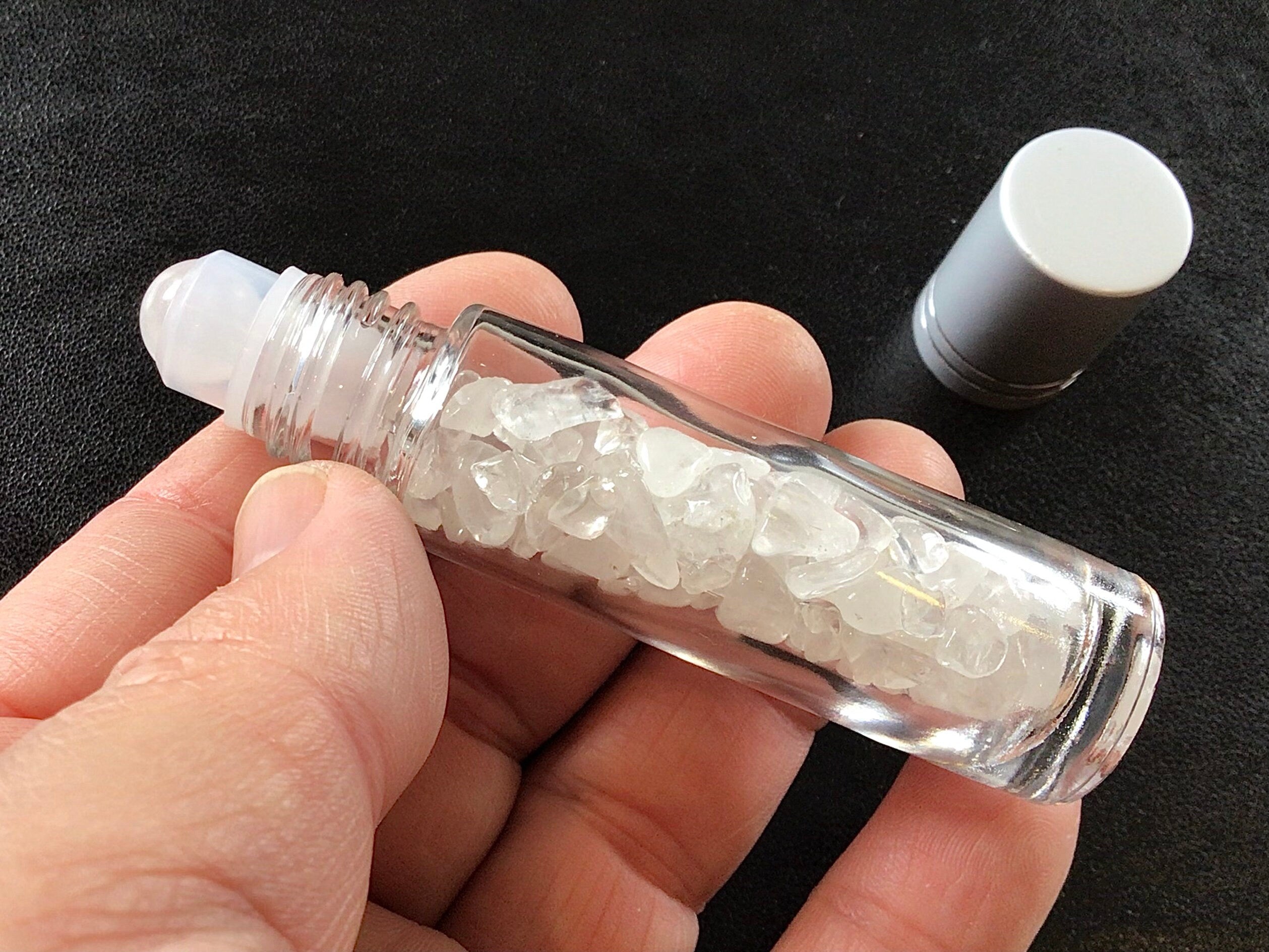 40g Clear Quartz Crystal Chip Roller Bottle
