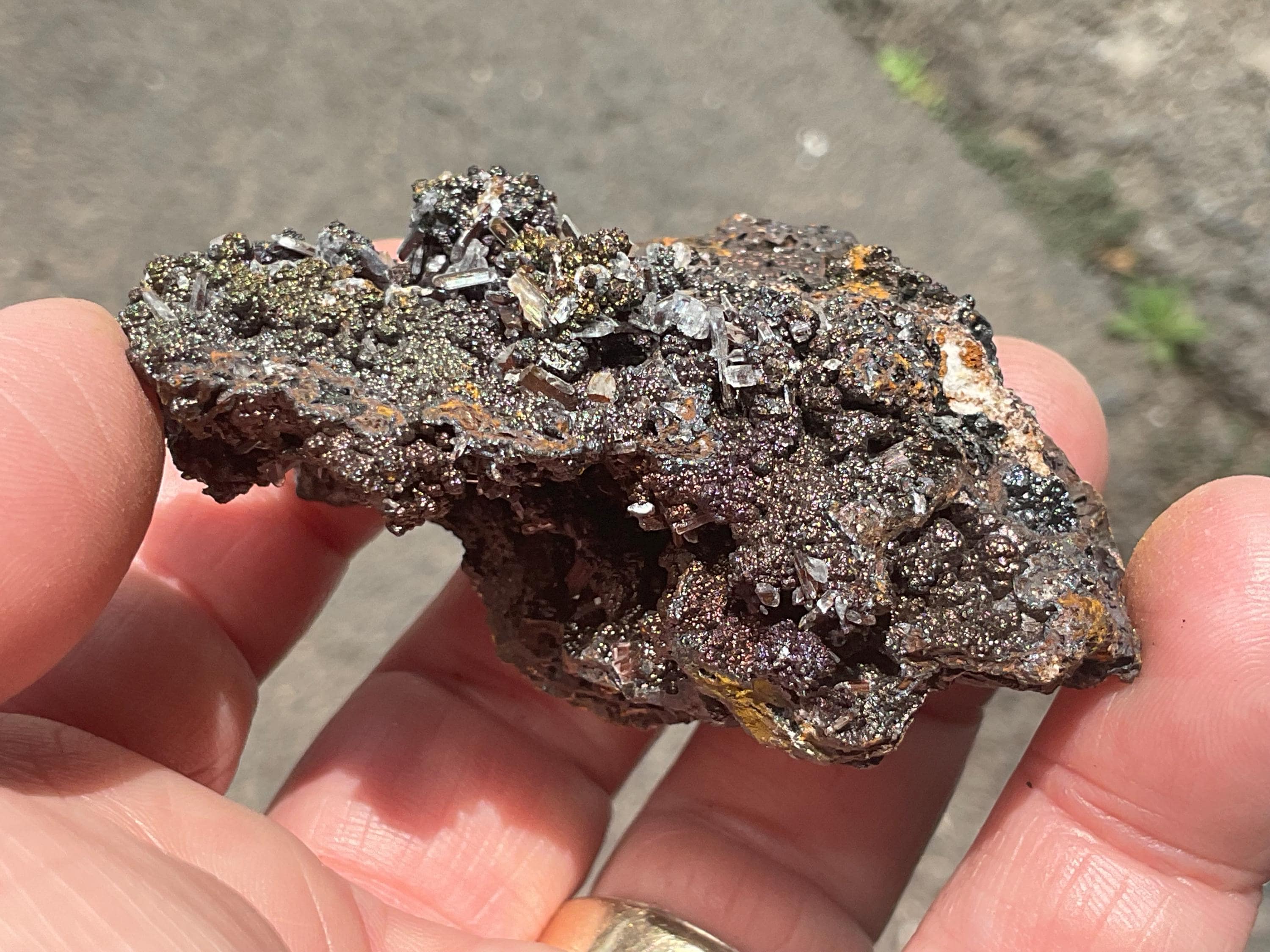 70g Iridescent Goethite/Limonite with Selenite Crystals Specimen 6A from Hubei, China