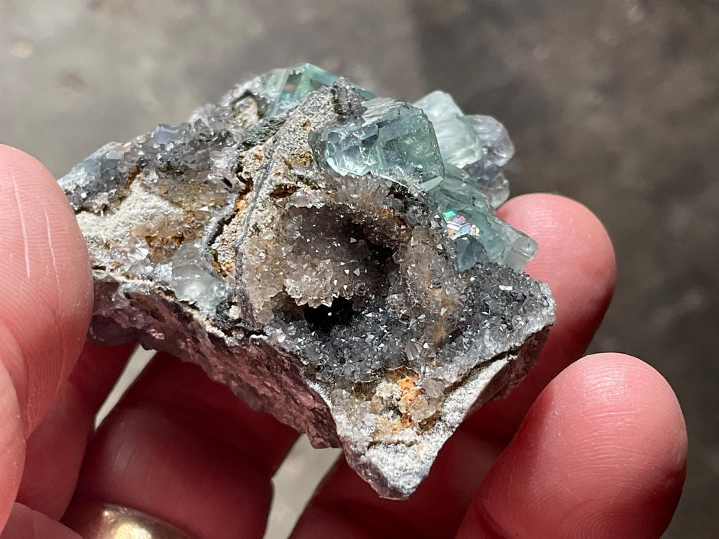 92g Pale Blue/Green Fluorite on Quartz/Sphalerite Specimen 1A from Fujian, China