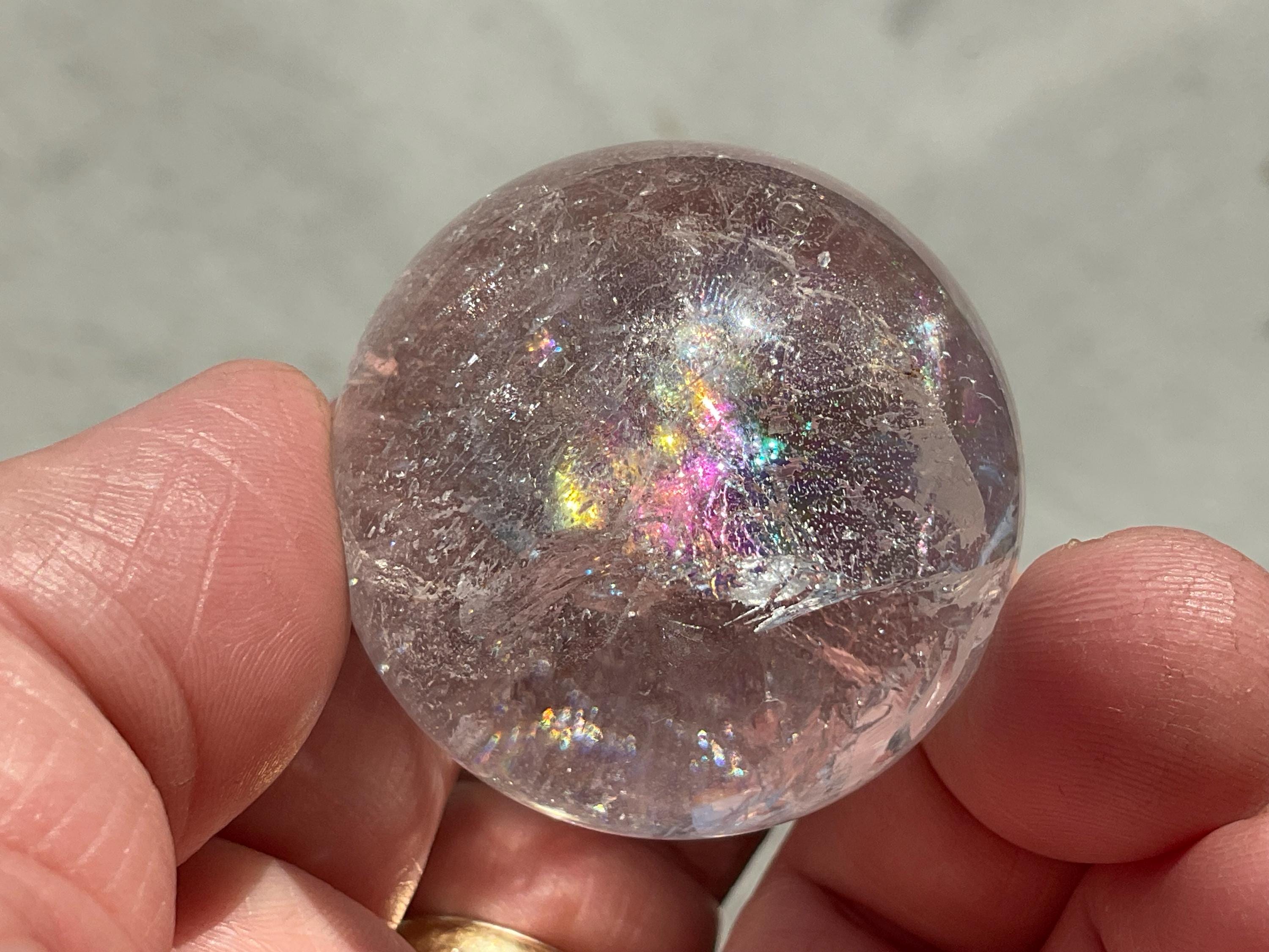 78g Clear Quartz Sphere with Rainbows 3A