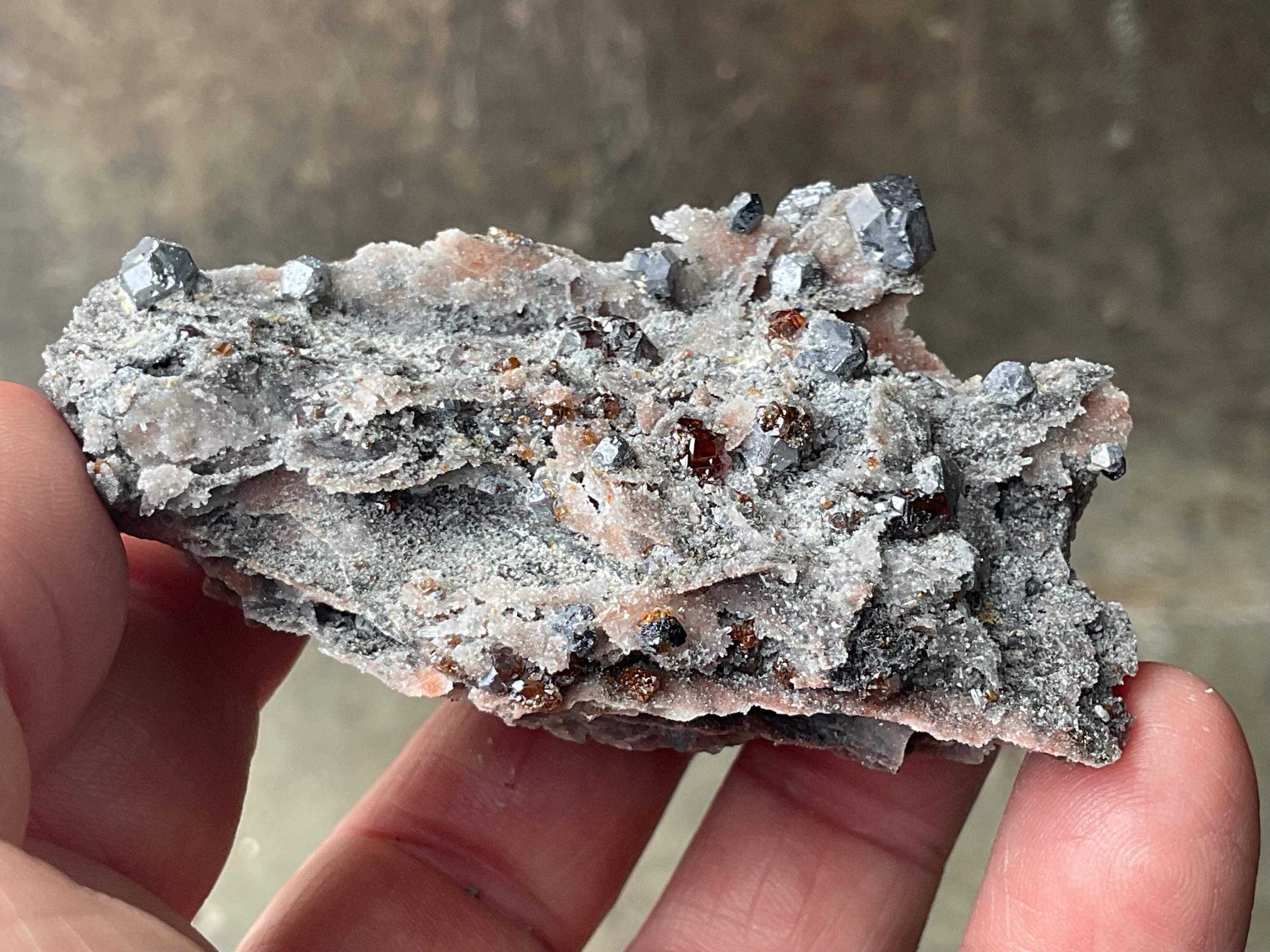 64g Sphalerite, Garnet, Galena Quartz Specimen 5B from Hunan, China
