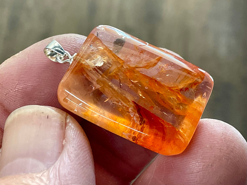 Fire Quartz Pillow Cabochon Pendant 1B