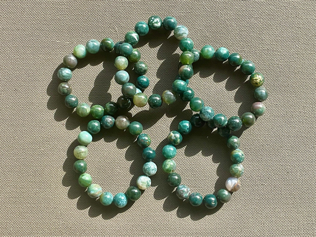 Moss Agate 12mm Bead Bracelet