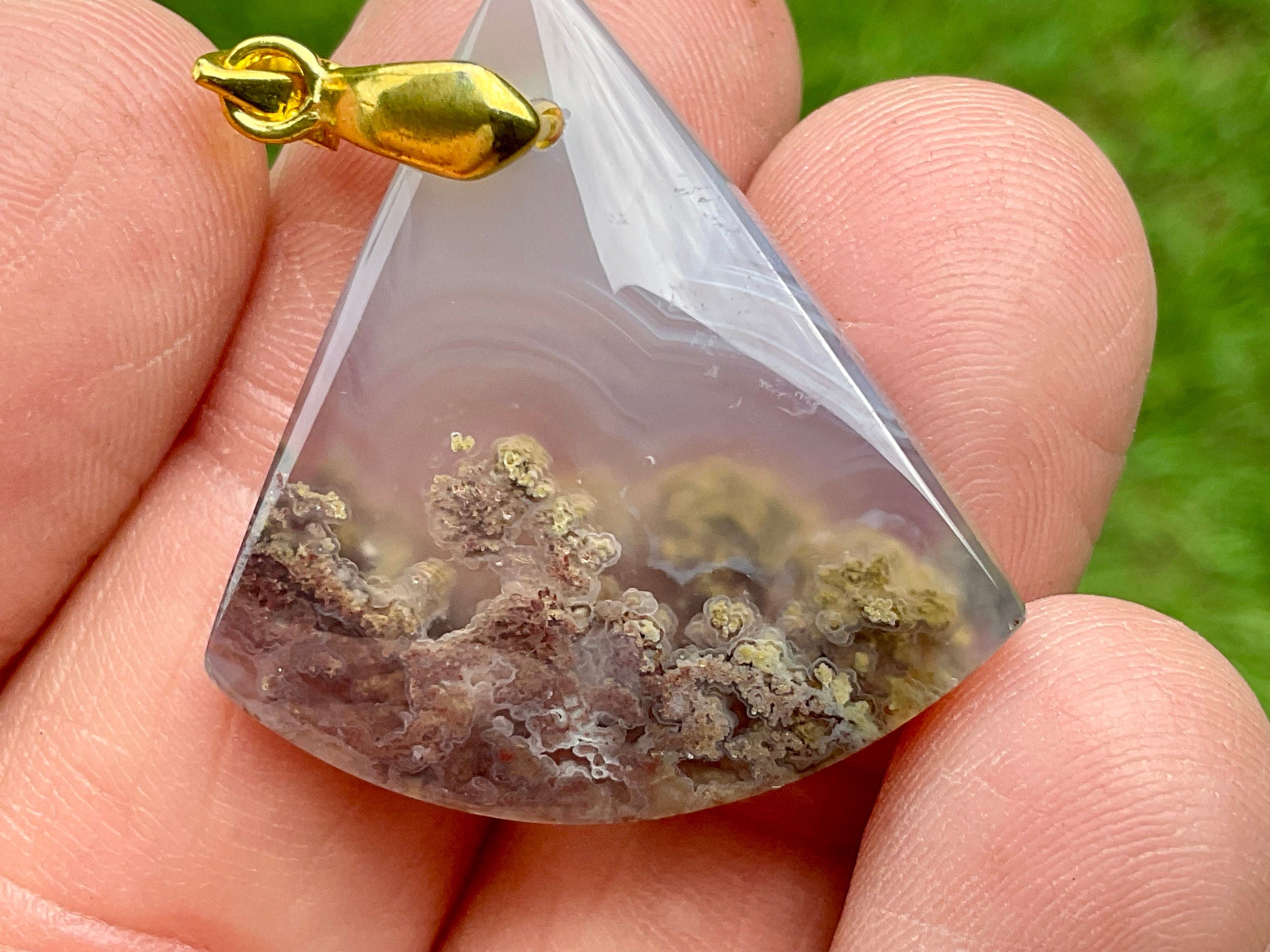 7g Moss Agate/Garden Quartz Pendant D