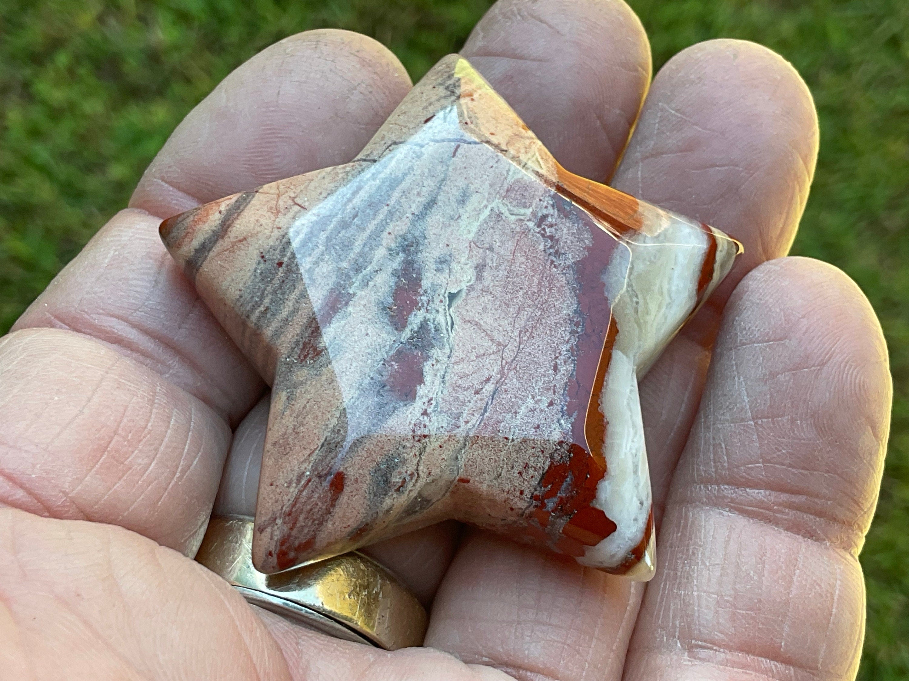 40g Brecciated Red Jasper with Chalcedony Star 3A