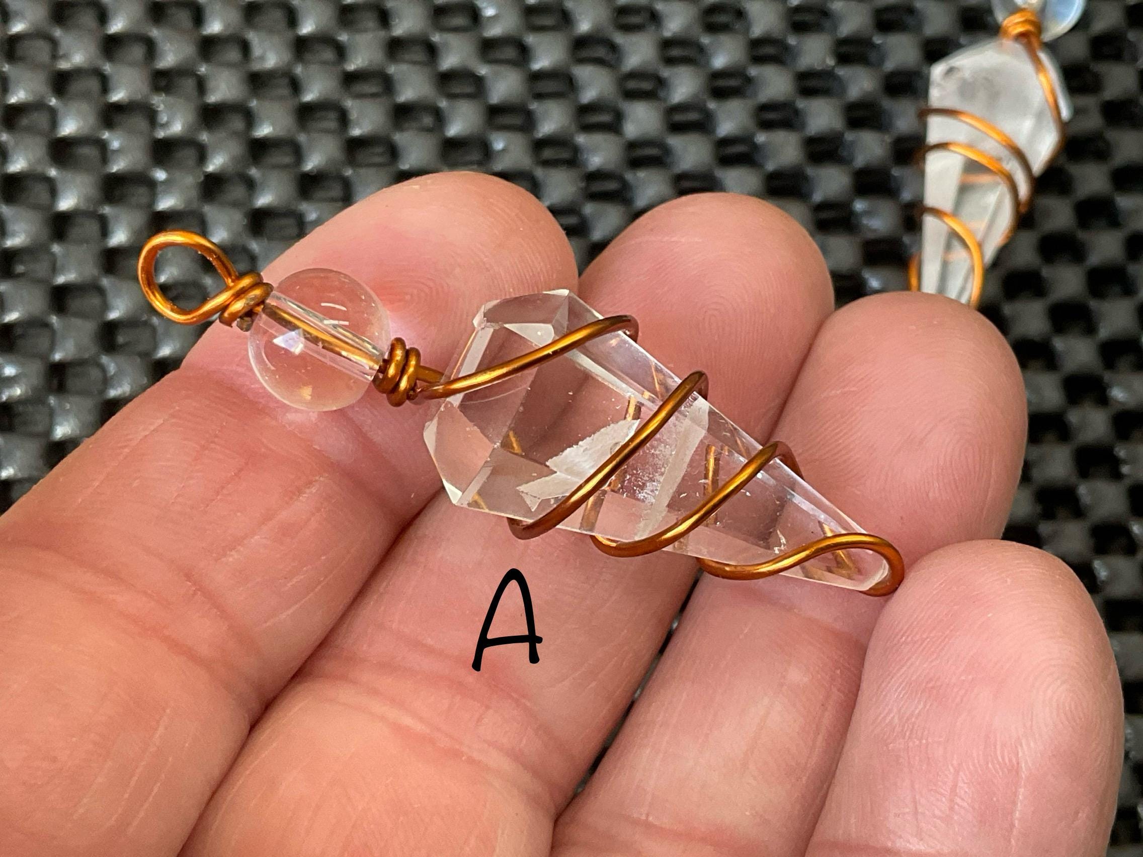 Clear Quartz Pendulum Copper Wire Wrapped Pendant Group 5