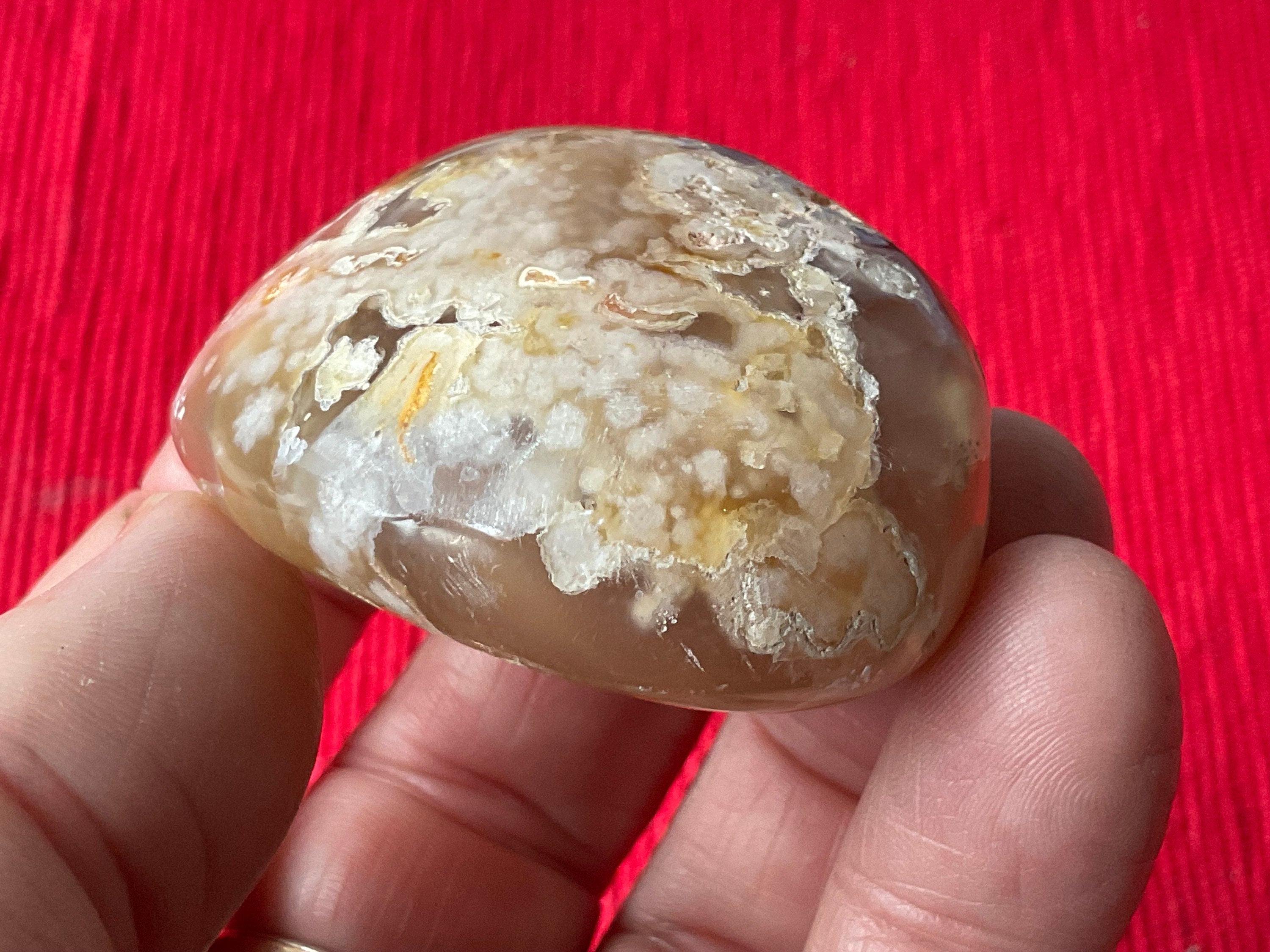 91g Flower Agate Palmstone 8A