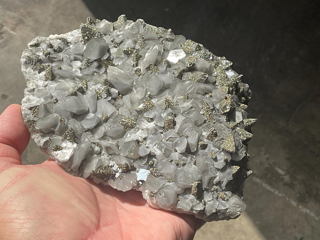 748g Black Phantom Calcite with Pyrite from Hubei, China