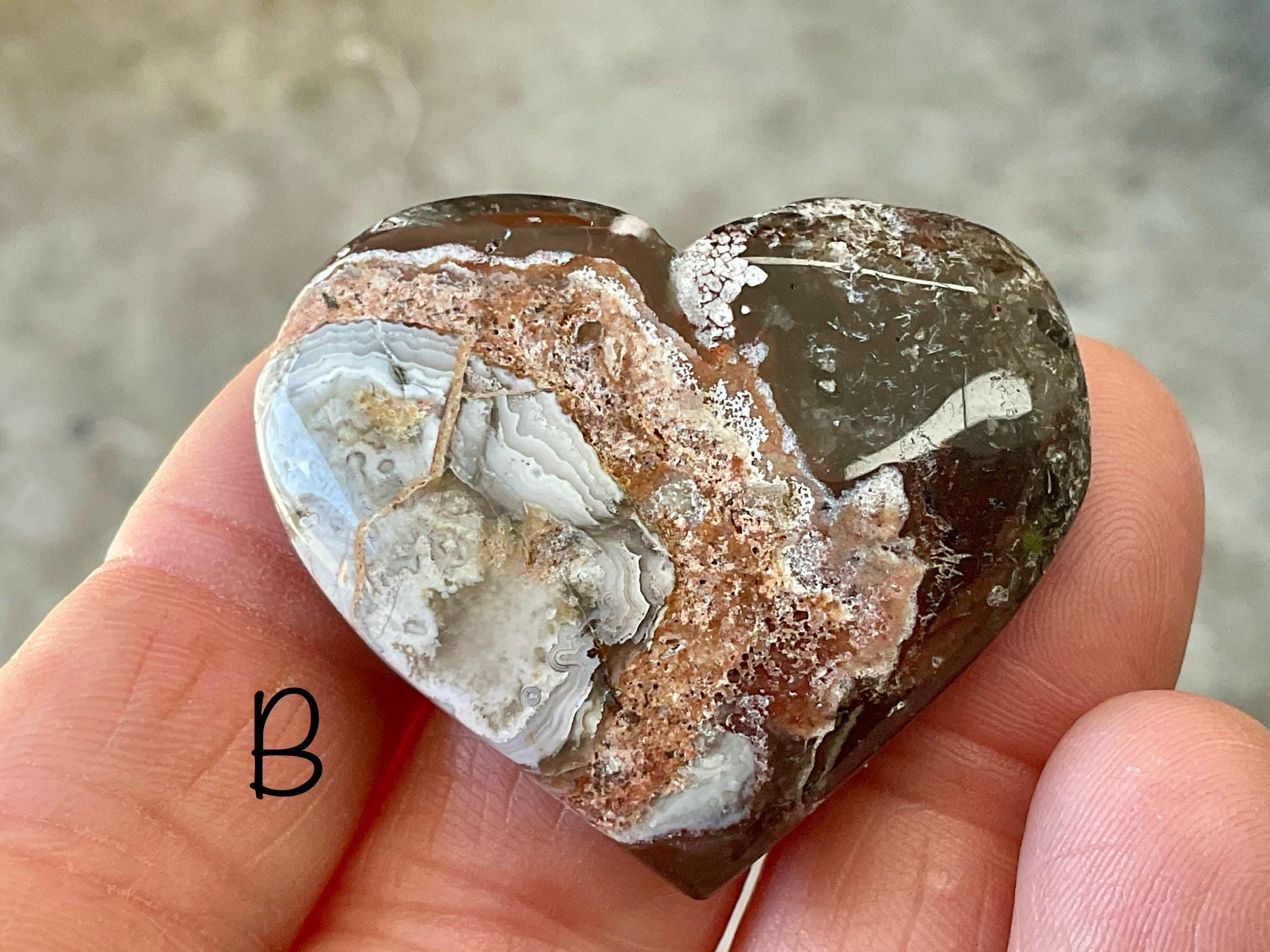 Mexican Crazy Lace Agate Heart Group 3