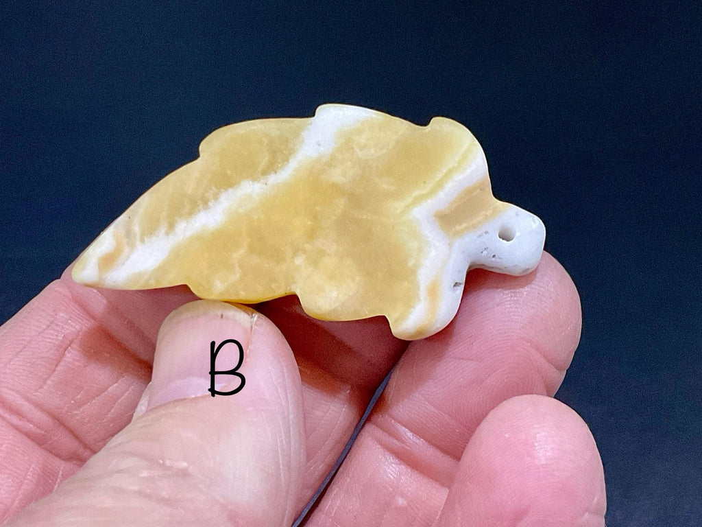 Orange Banded Calcite Drilled Leaf Pendant Group 4