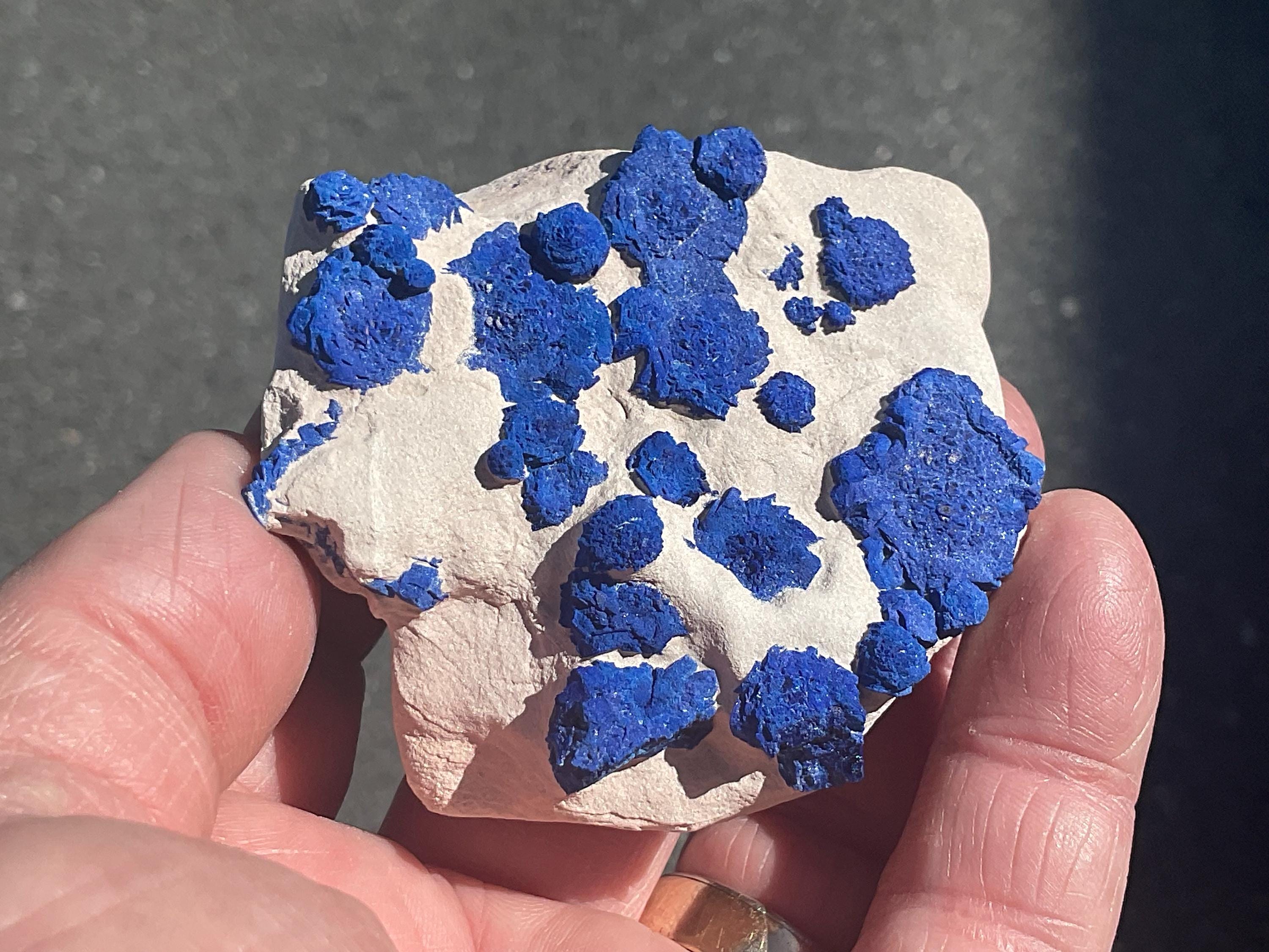 120g Azurite ‘Suns’ on Kaolinitic Matrix from Malbunka