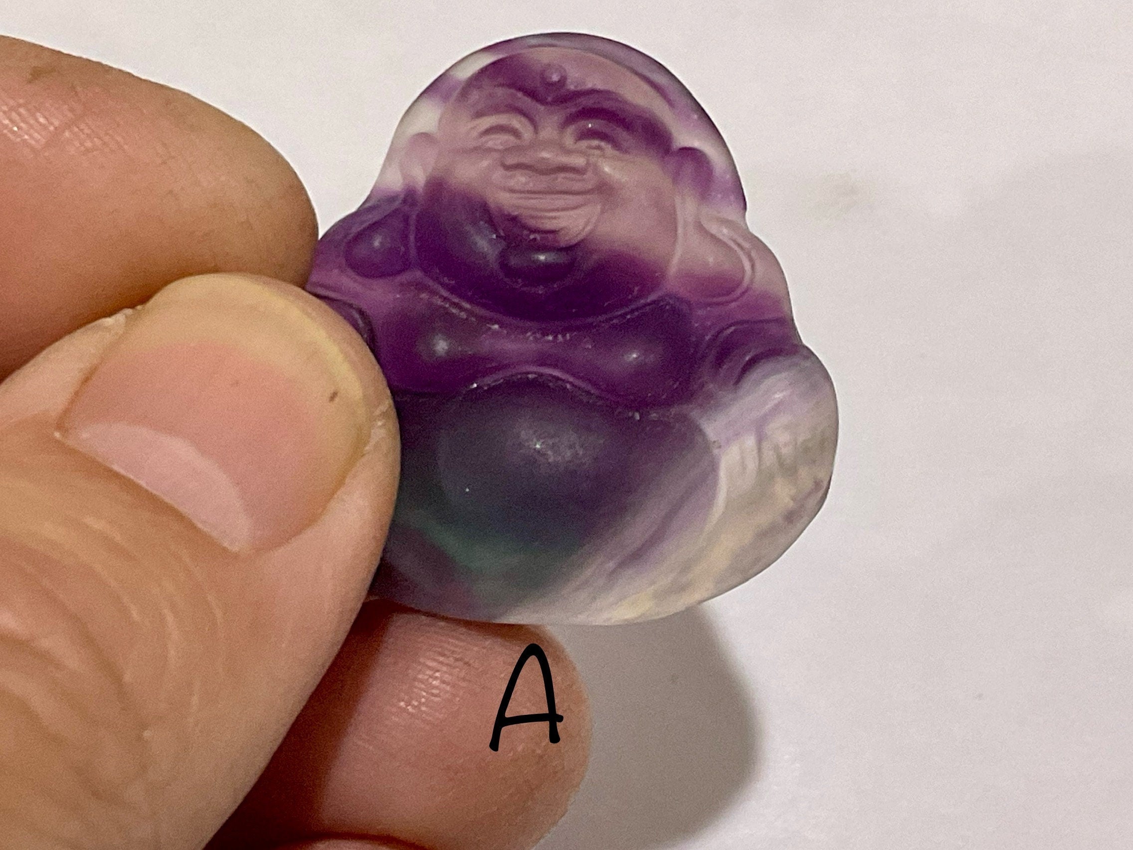 Matt Finish Rainbow Fluorite Buddha Carving Group 2