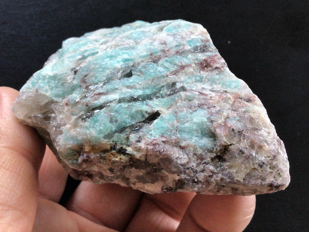 243g Amazonite Rough Chunk with Red Hematite staining 1E