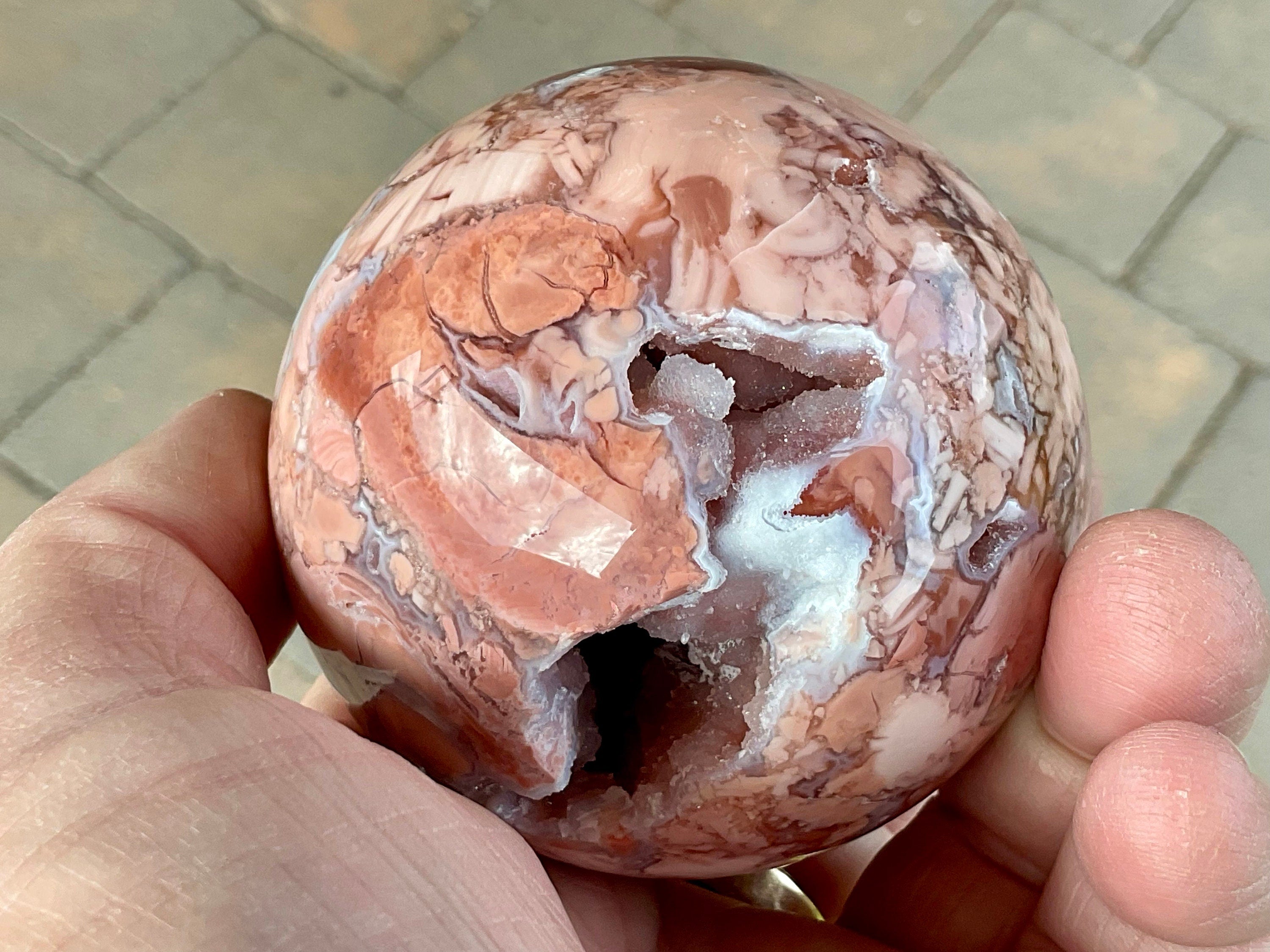 408g “Pink Petal Agate” Sphere A