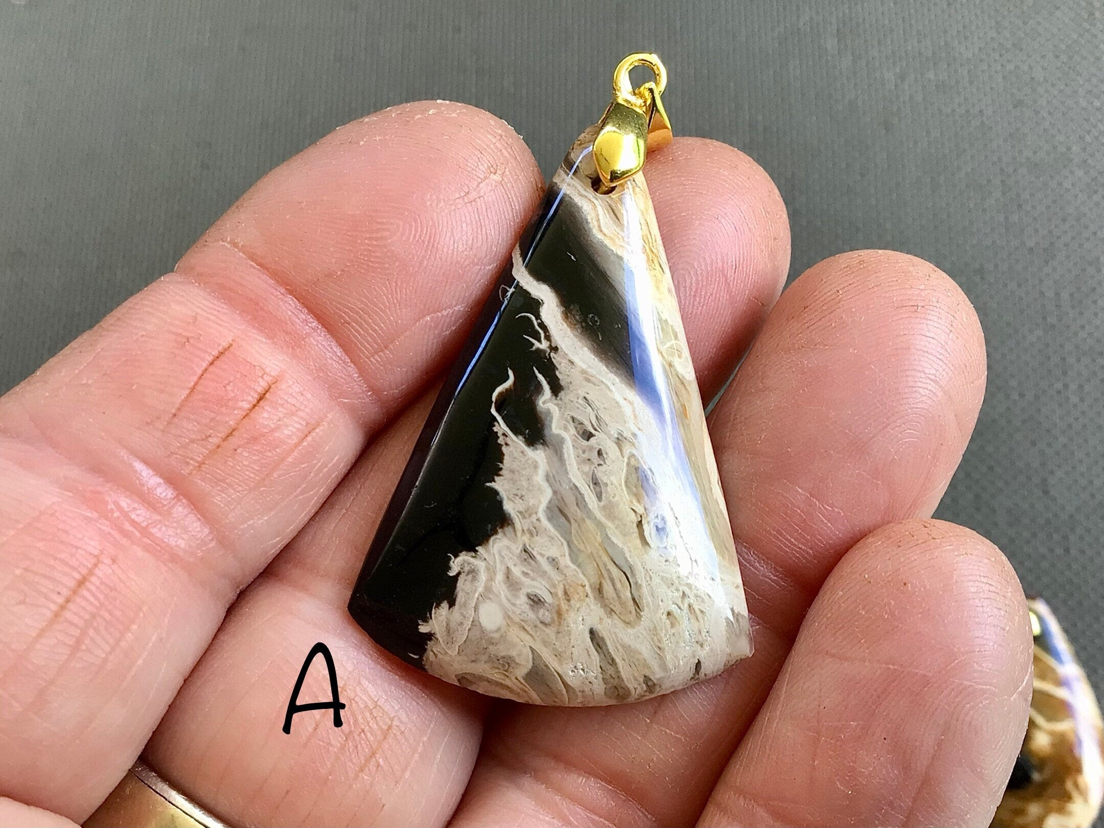 Indonesian Fossilised Palm Tree Pendants 1A