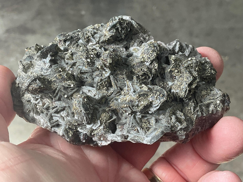 162g Pyrite encrusted Calcite on Limonite Quartz Specimen 3C from Fujian, China