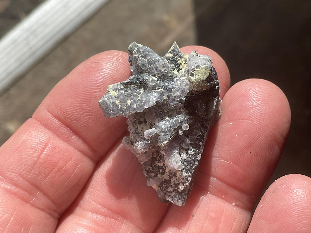 12g Botryoidal Fluorite with Valentinite on Stibnite Specimen 4B from Jiangxi, China