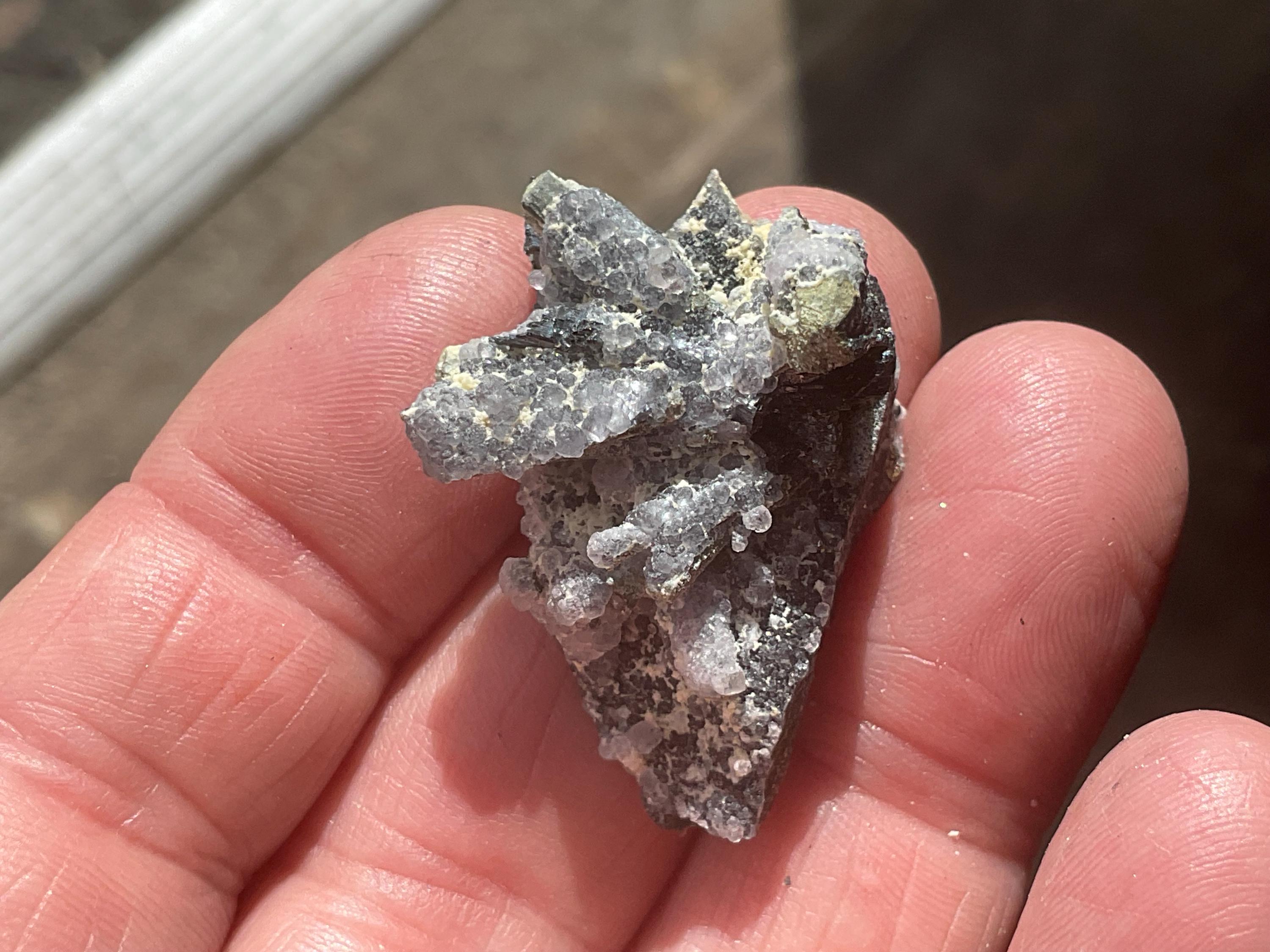 12g Botryoidal Fluorite with Valentinite on Stibnite Specimen 4B from Jiangxi, China