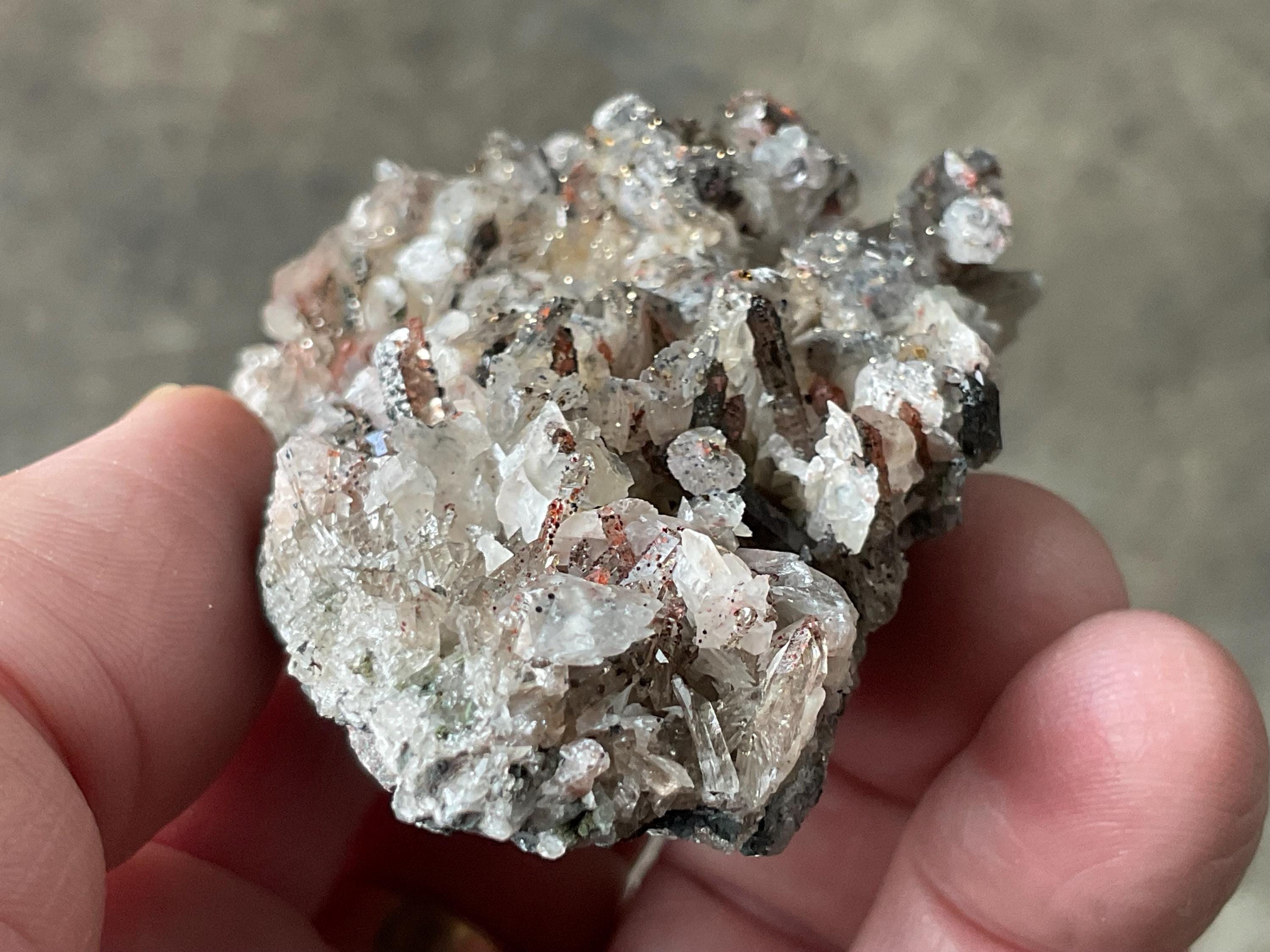 88g Quartz, Hematite, Calcite with Pyrite Cluster B from Fujian, China