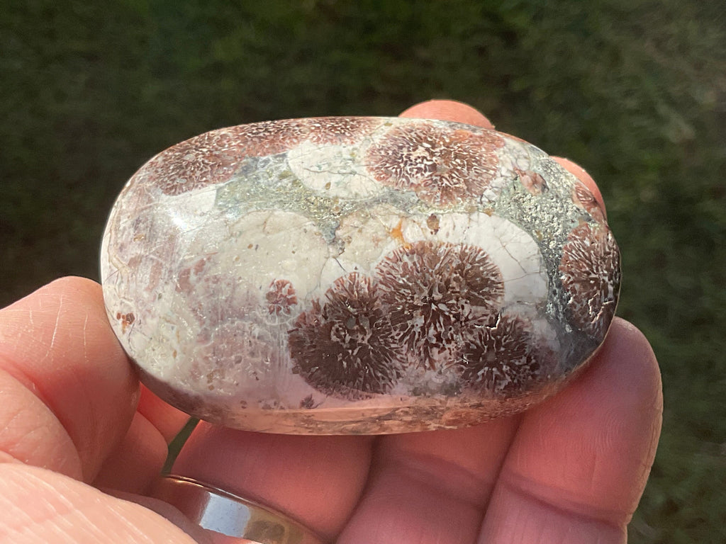 80g Green Cherry Blossom Jasper Palmstone 6C