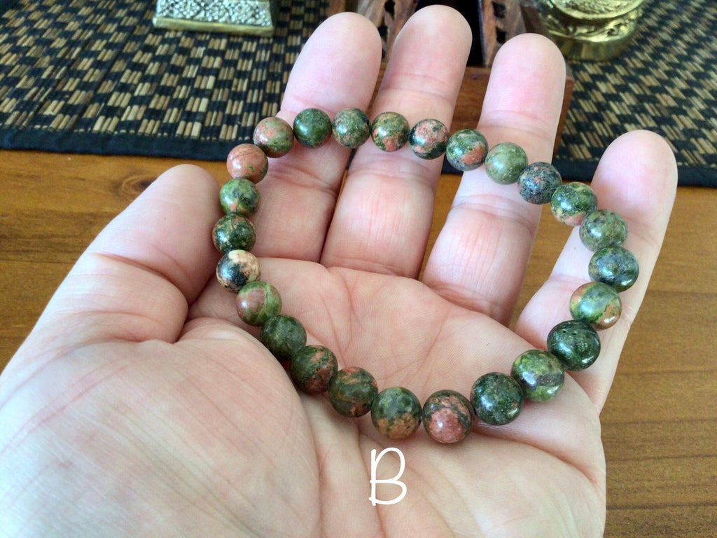 Unakite Bead Bracelet