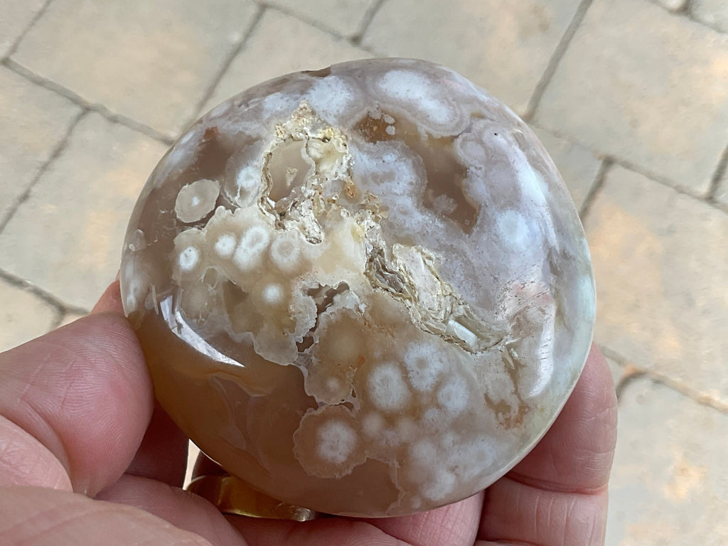 215g Flower Agate Palmstone 12B