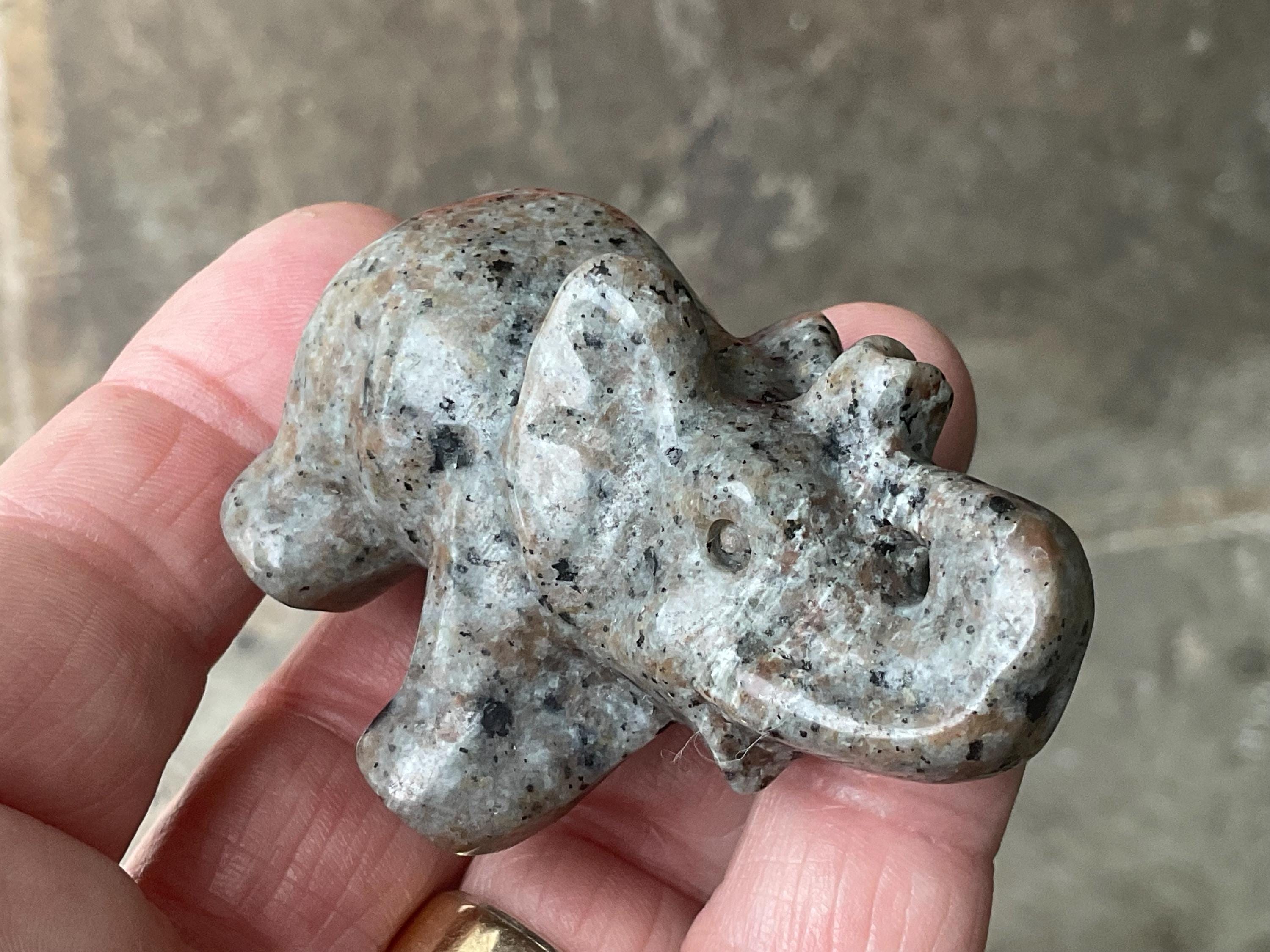 76g Syenite with Sodalite (Yooperlite) Elephant Carving B