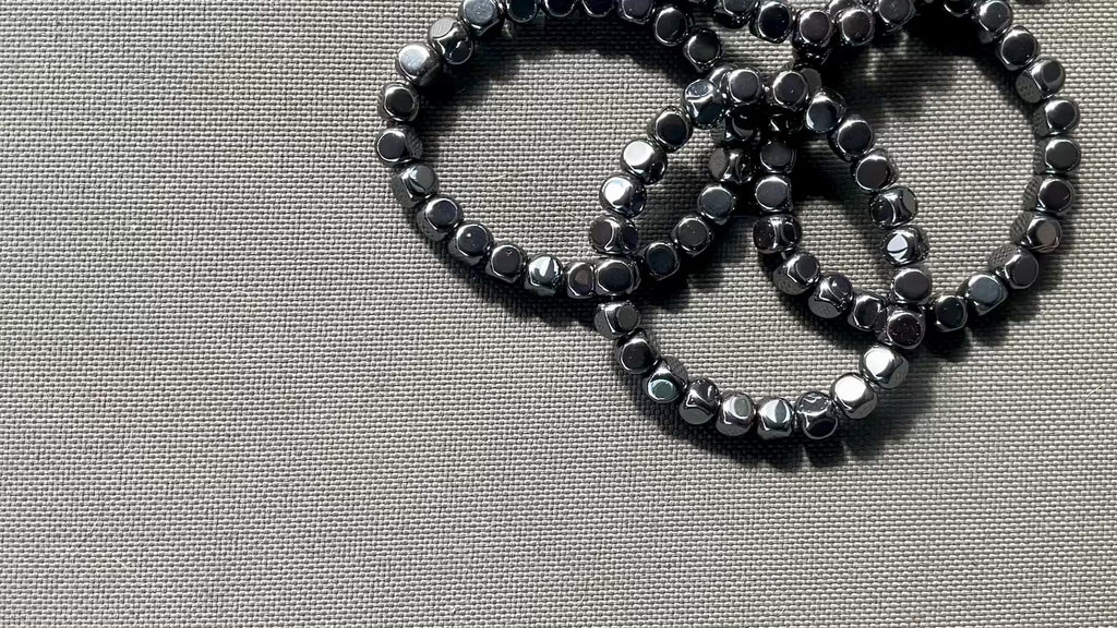 Hematite Cube Shaped Bead Bracelet